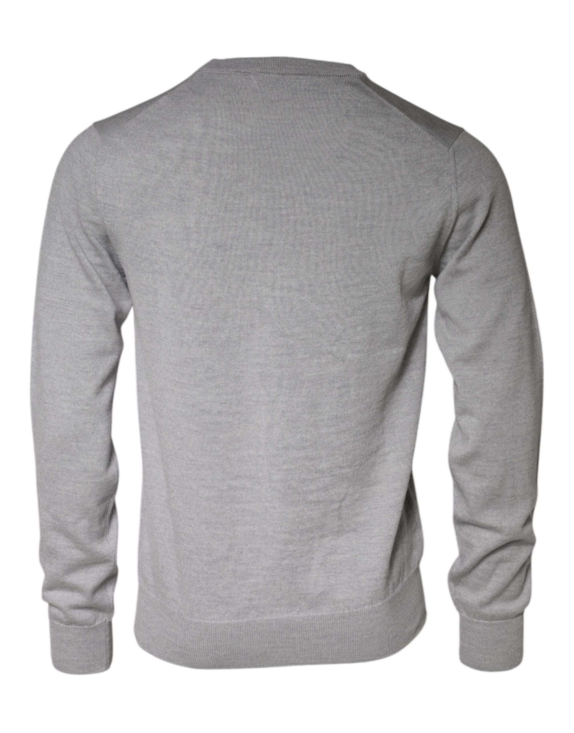 Dolce & Gabbana Light Gray Wool Crew Neck Pullover Men's Sweater (Pre-Owned)