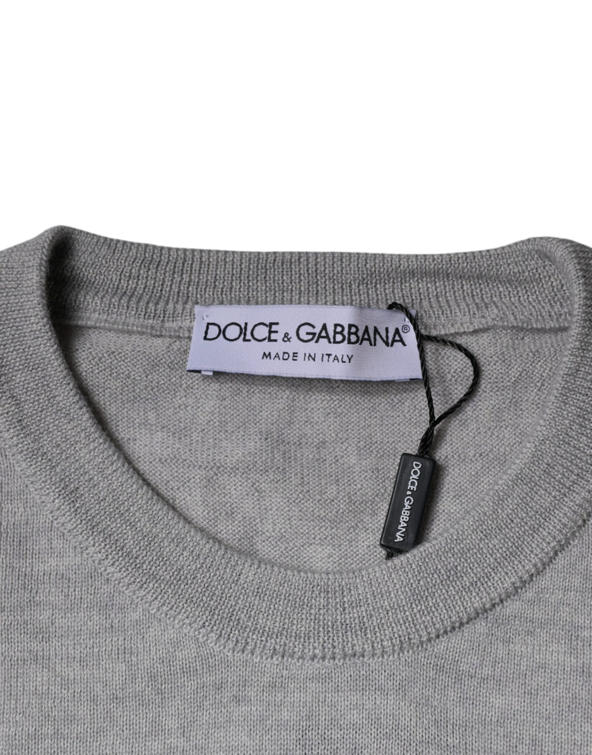 Dolce & Gabbana Light Gray Wool Crew Neck Pullover Men's Sweater (Pre-Owned)