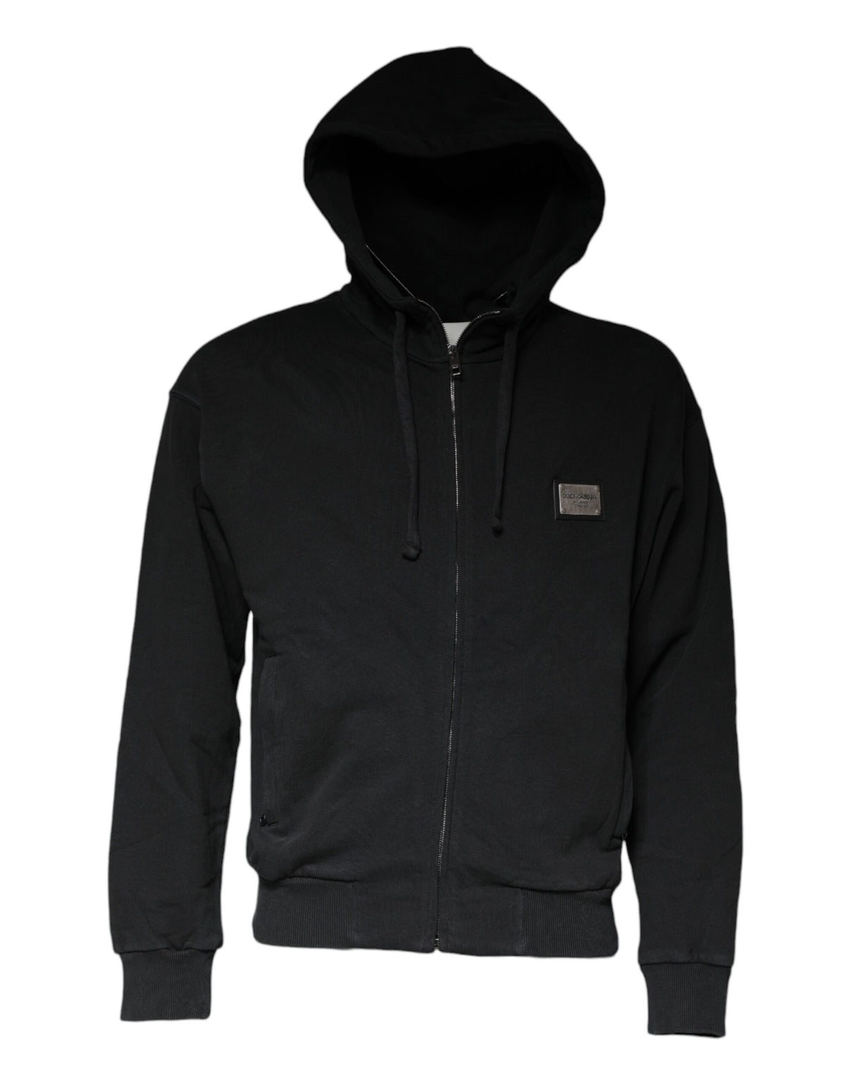 Dolce & Gabbana Black Logo Plaque Hooded Full Zip Men's Sweater (Pre-Owned)