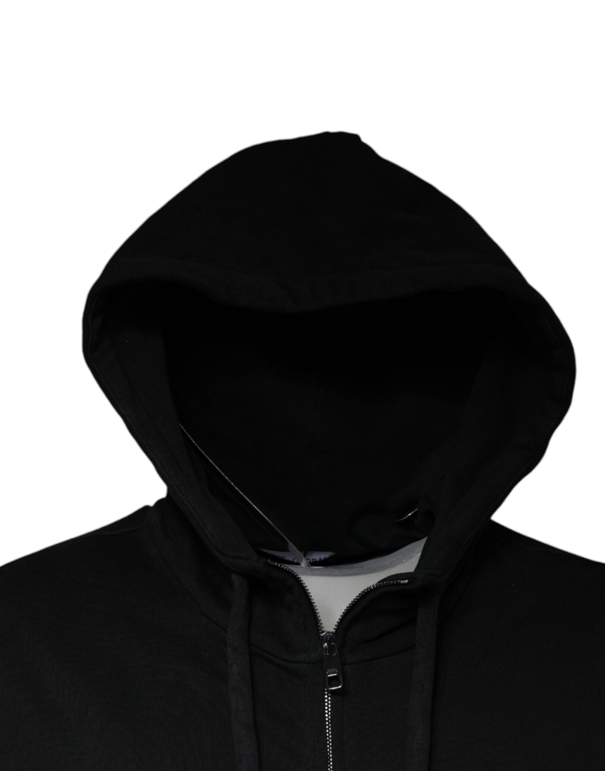 Dolce & Gabbana Black Logo Plaque Hooded Full Zip Men's Sweater (Pre-Owned)