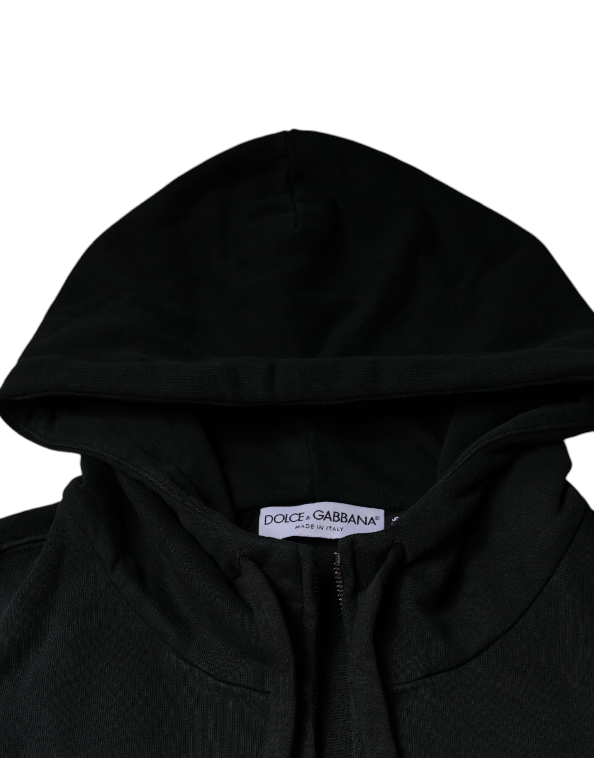 Dolce & Gabbana Black Logo Plaque Hooded Full Zip Men's Sweater (Pre-Owned)
