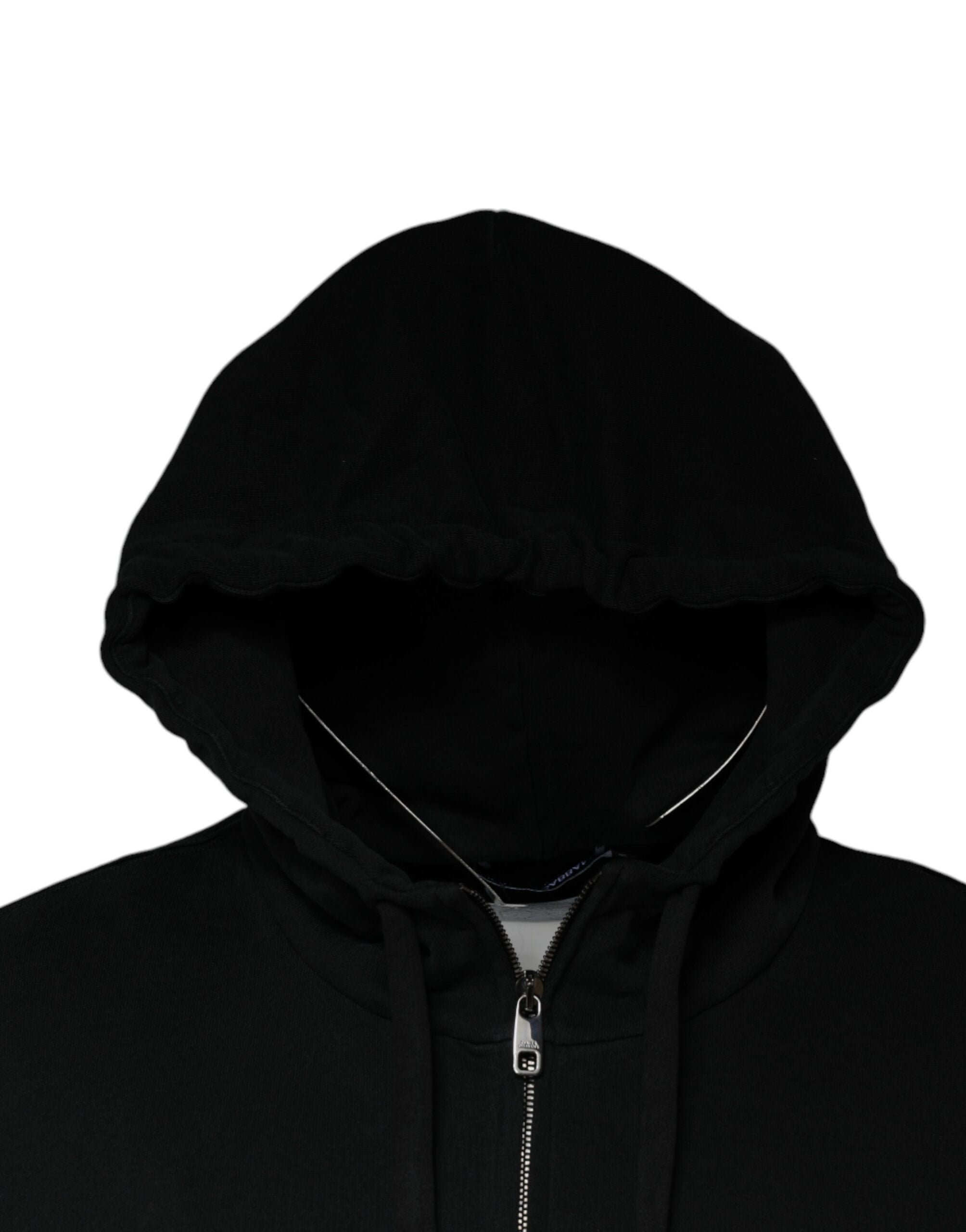 Dolce & Gabbana Black Logo Plaque Hooded Full Zip Men's Sweater (Pre-Owned)