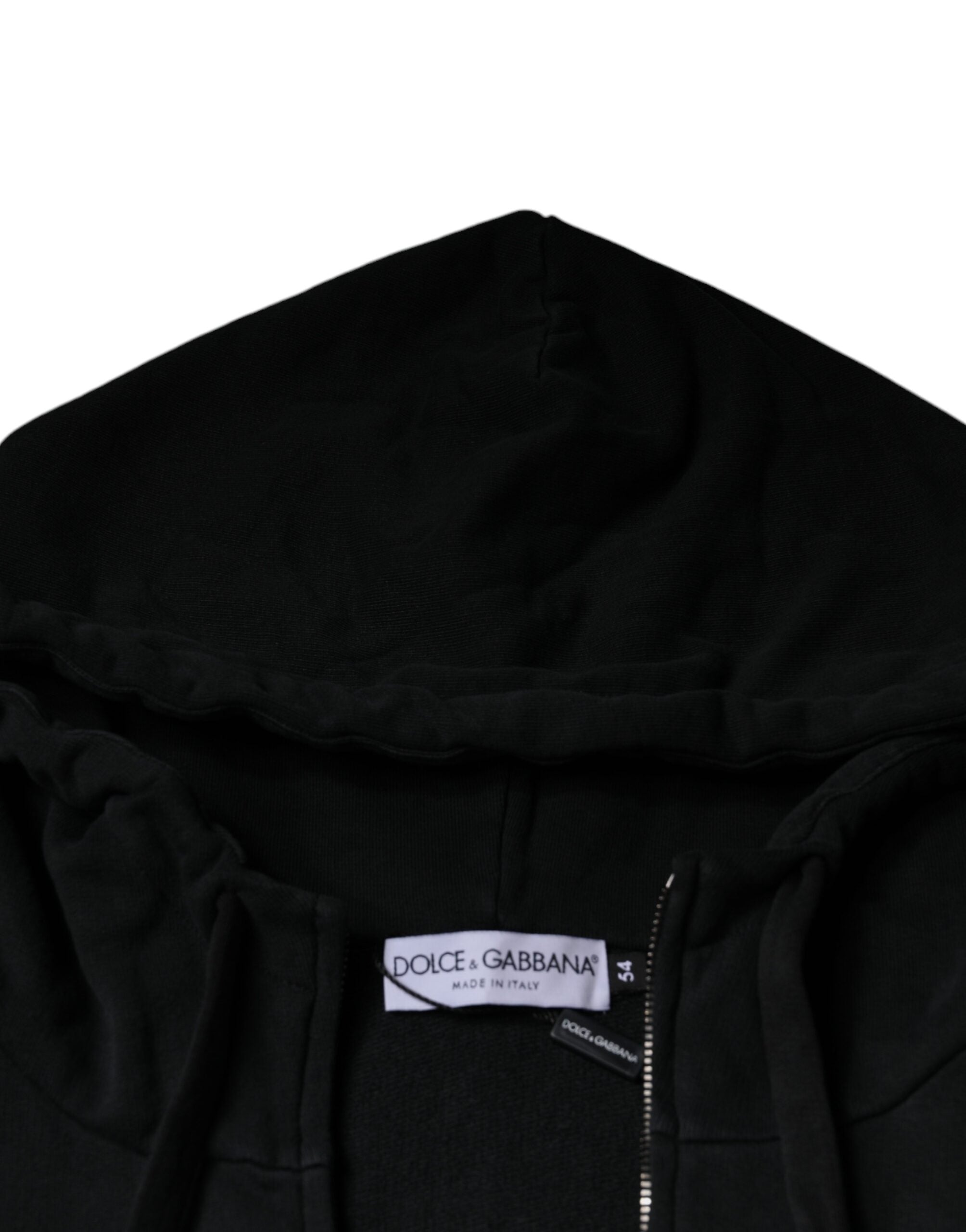 Dolce & Gabbana Black Logo Plaque Hooded Full Zip Men's Sweater (Pre-Owned)