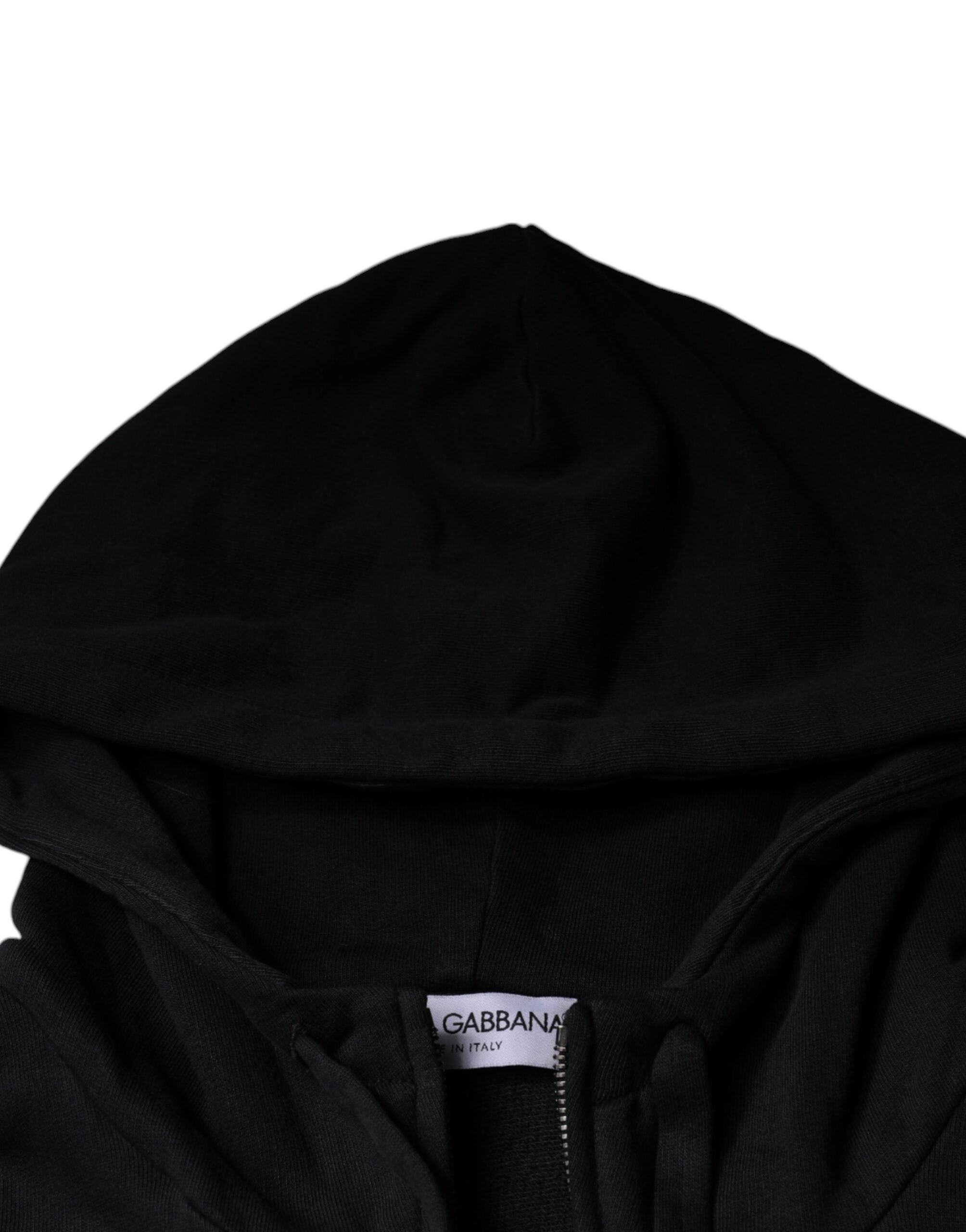 Dolce & Gabbana Black Logo Plaque Hooded Full Zip Men's Sweater (Pre-Owned)