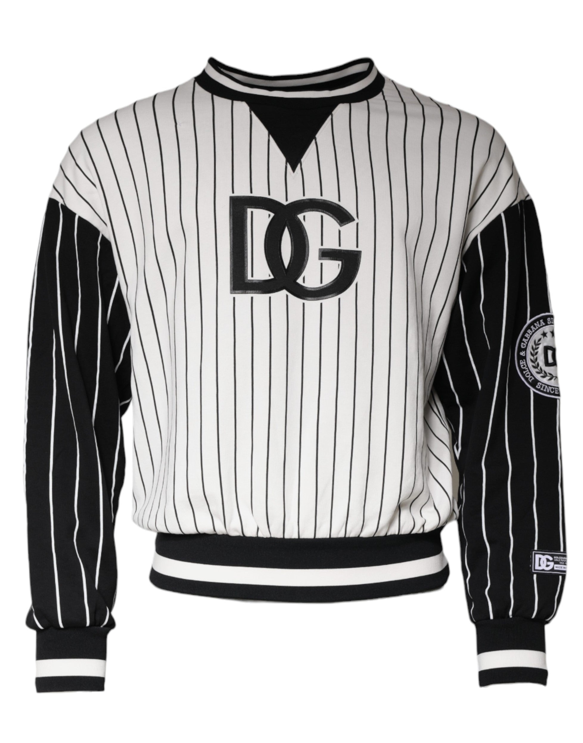 Dolce & Gabbana Black White Stripes Logo Sweatshirt Men's Sweater (Pre-Owned)