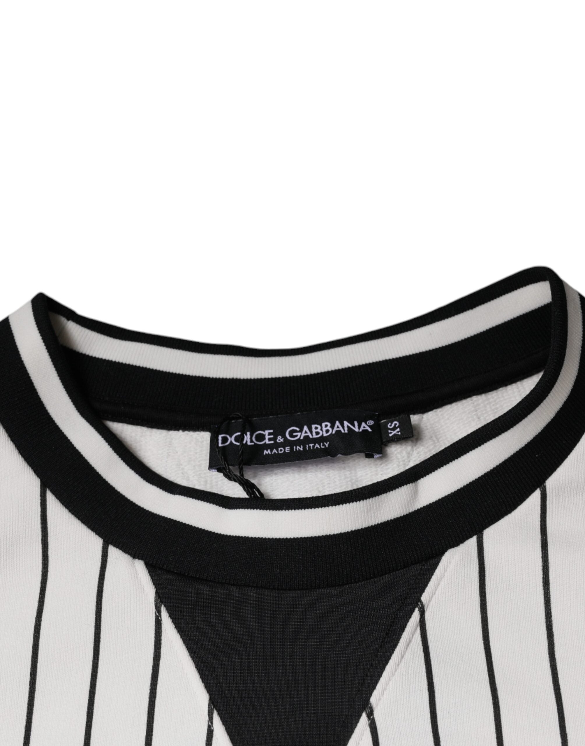 Dolce & Gabbana Black White Stripes Logo Sweatshirt Men's Sweater (Pre-Owned)
