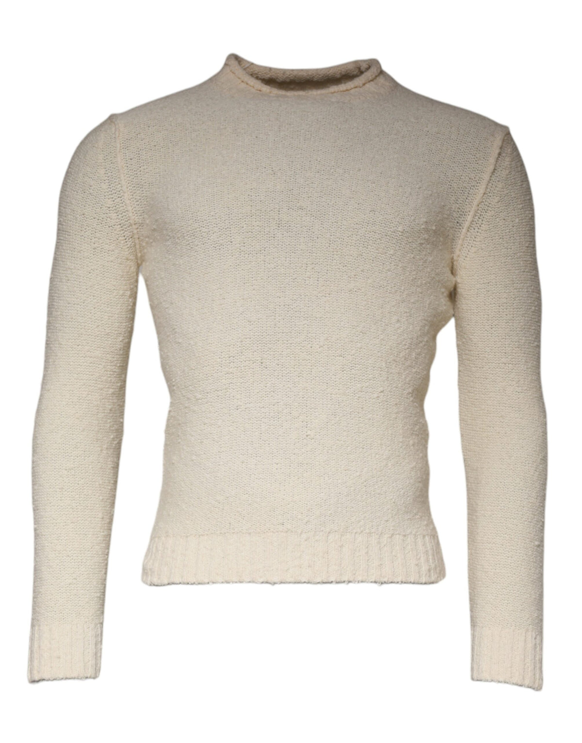 KANGRA Beige Wool Knit Long Sleeve Round Neck Pullover Men's Sweater (Pre-Owned)