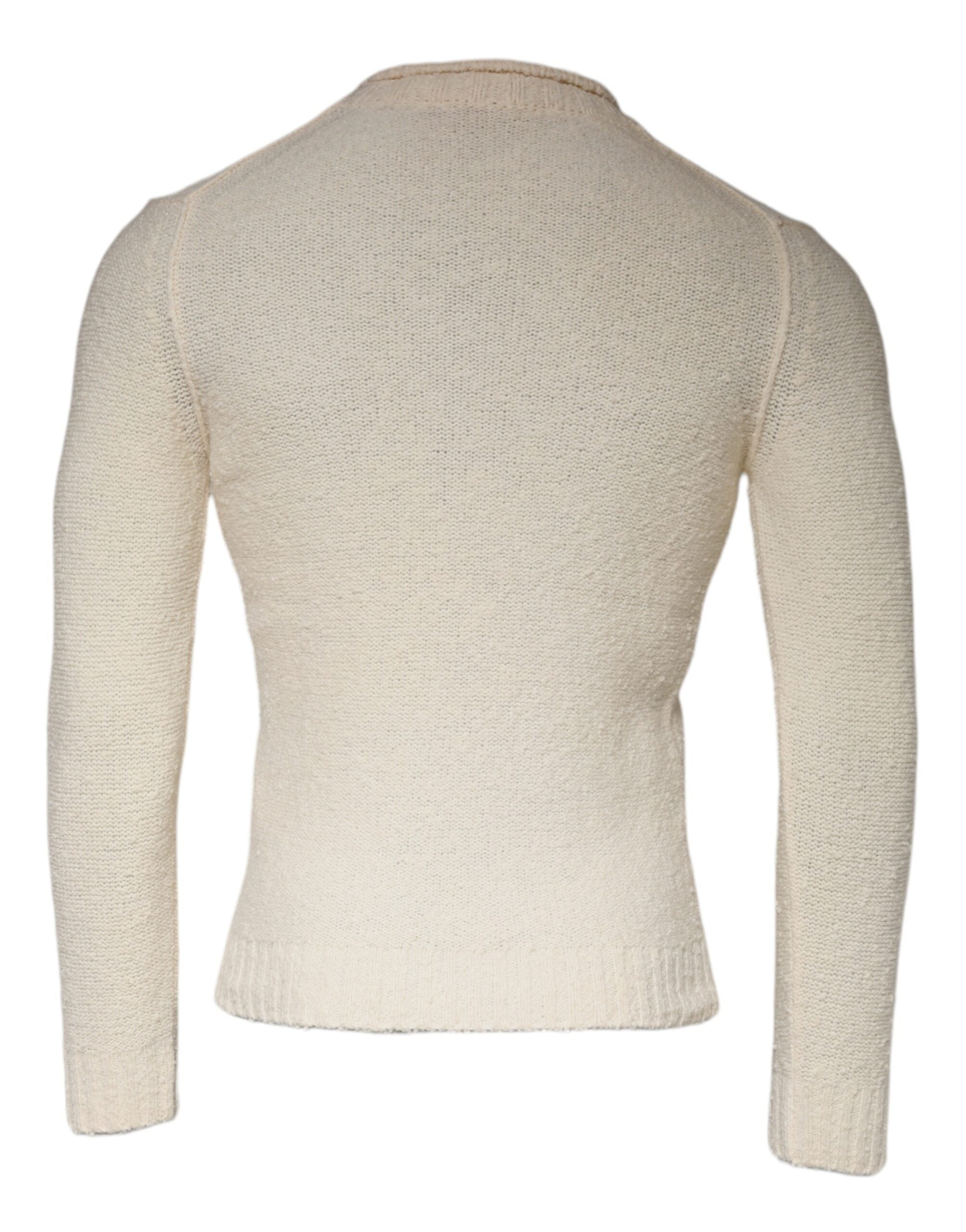 KANGRA Beige Wool Knit Long Sleeve Round Neck Pullover Men's Sweater (Pre-Owned)