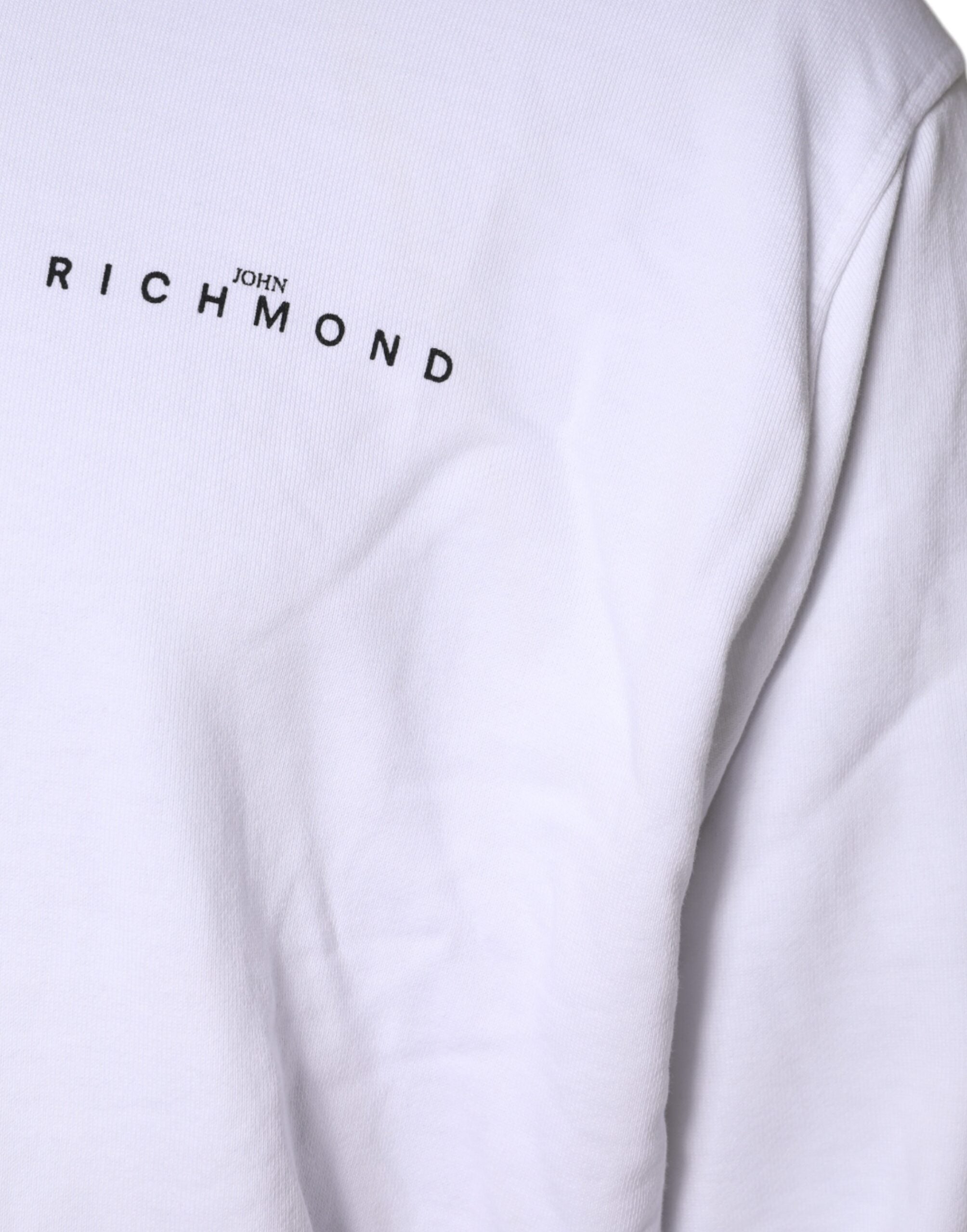 John Richmond White Logo Cotton Hooded Sweatshirt Men's Sweater (Pre-Owned)