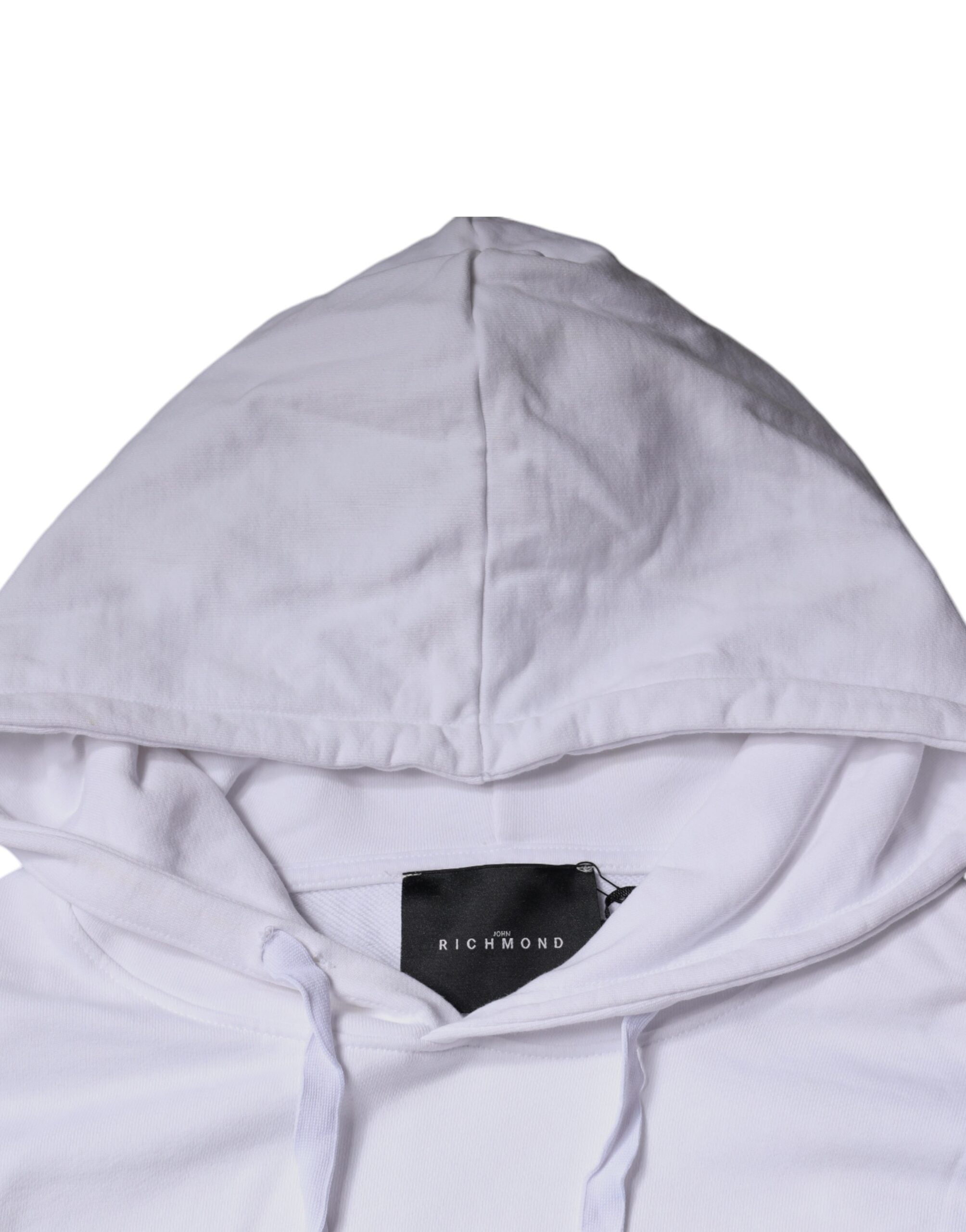 John Richmond White Logo Cotton Hooded Sweatshirt Men's Sweater (Pre-Owned)