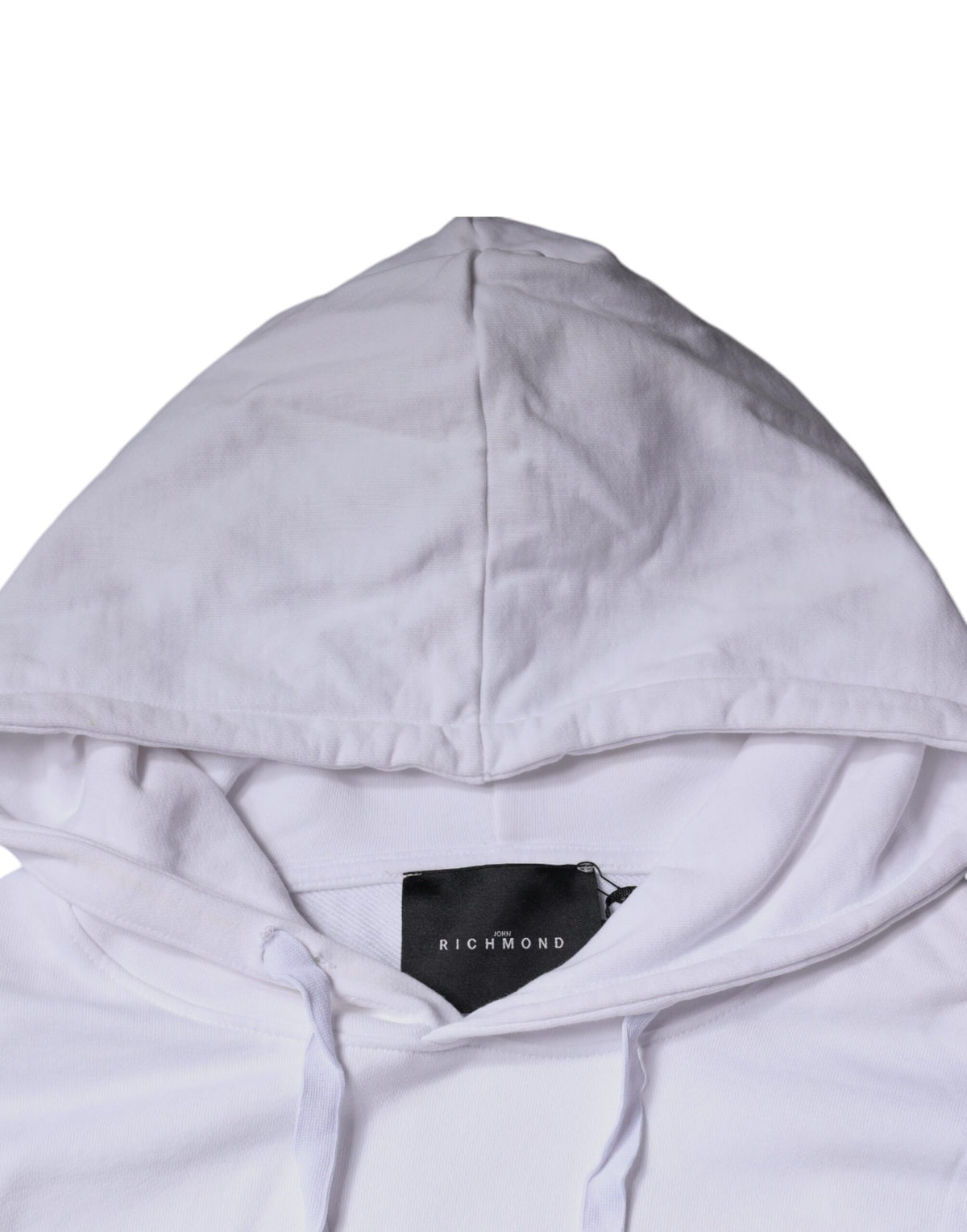 John Richmond White Logo Cotton Hooded Sweatshirt Men's Sweater (Pre-Owned)