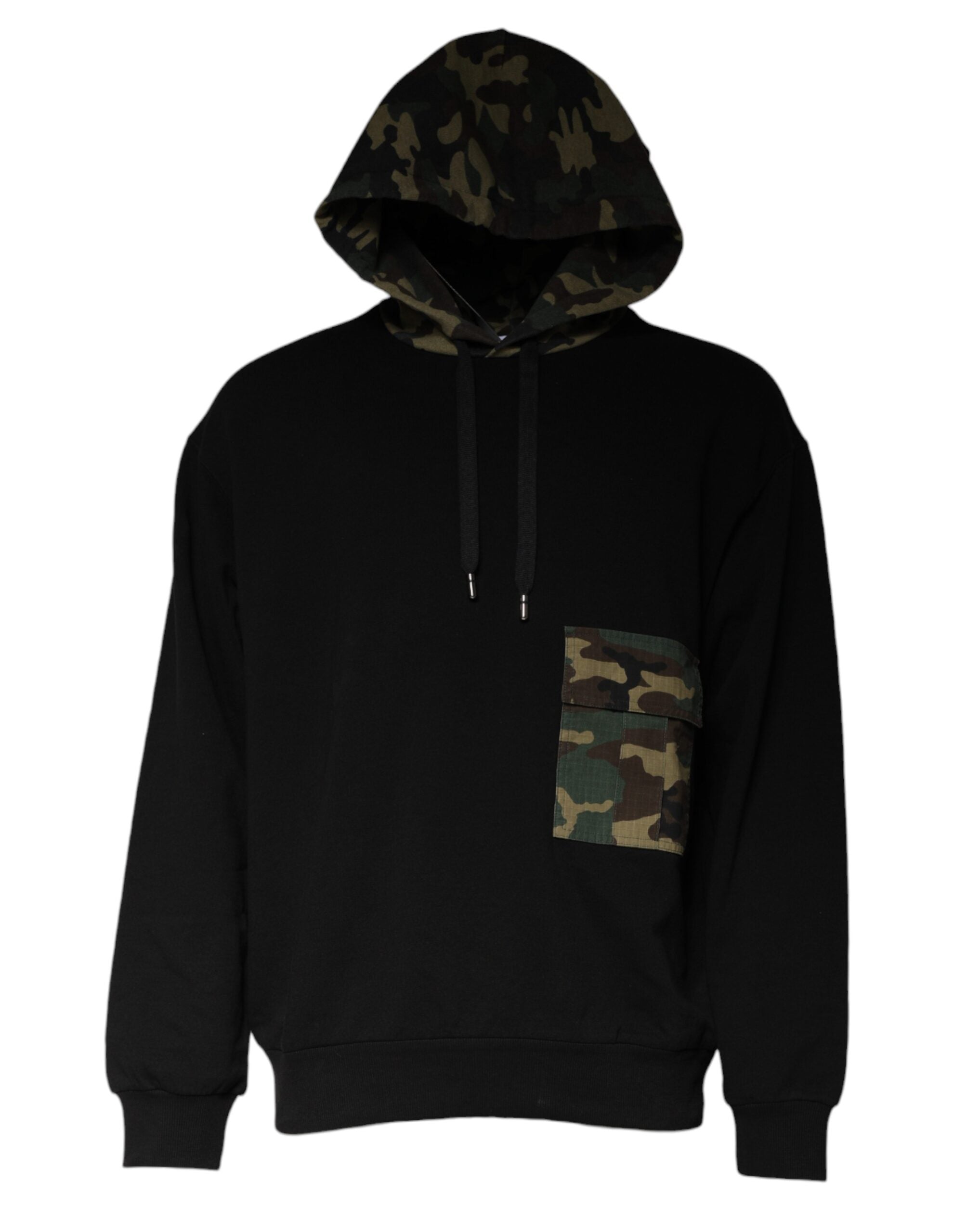 Dolce & Gabbana Black Camouflage Hooded Sweatshirt Men's Sweater