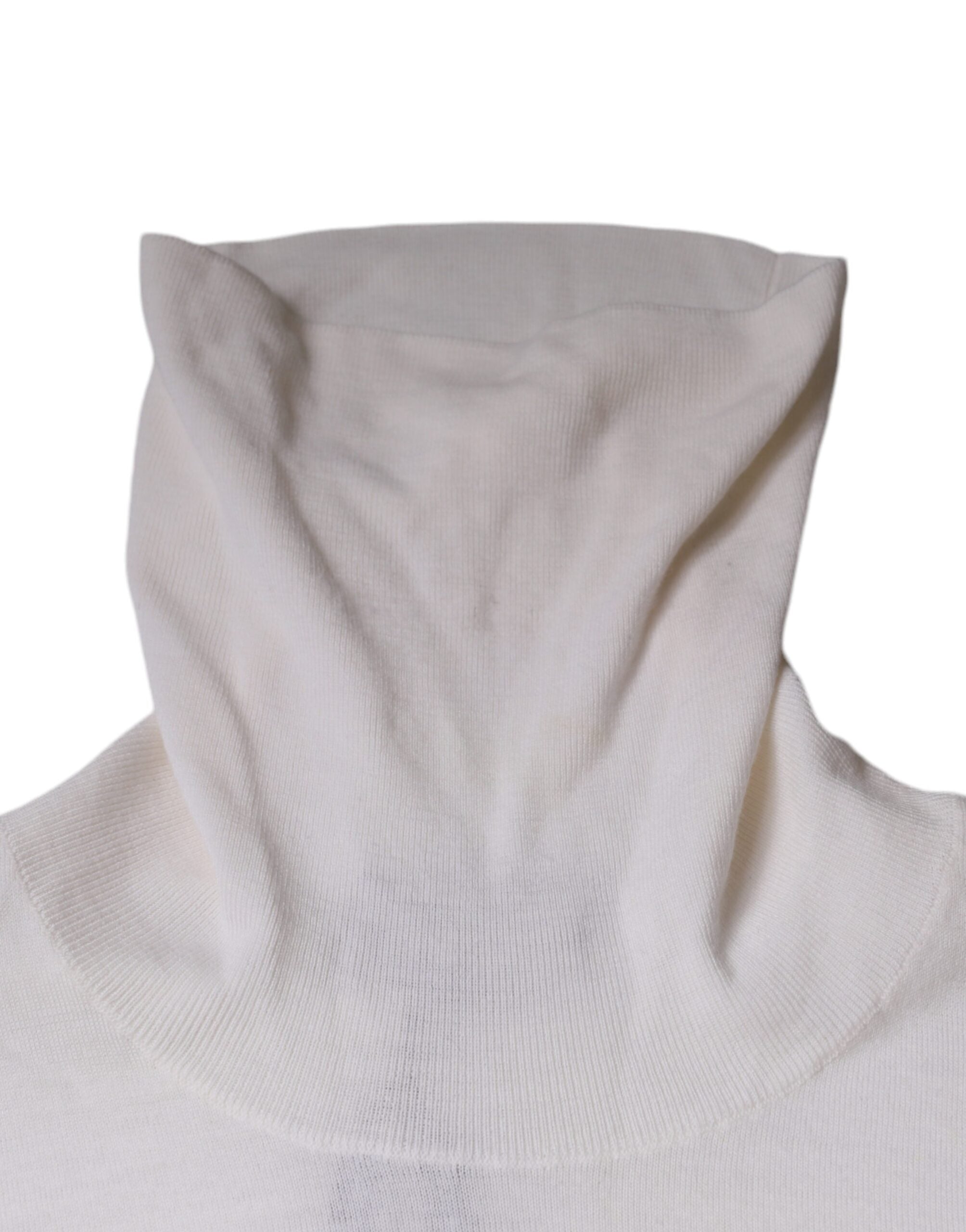Dolce & Gabbana White Long Sleeve Turtleneck Men Pullover Men's Sweater (Pre-Owned)