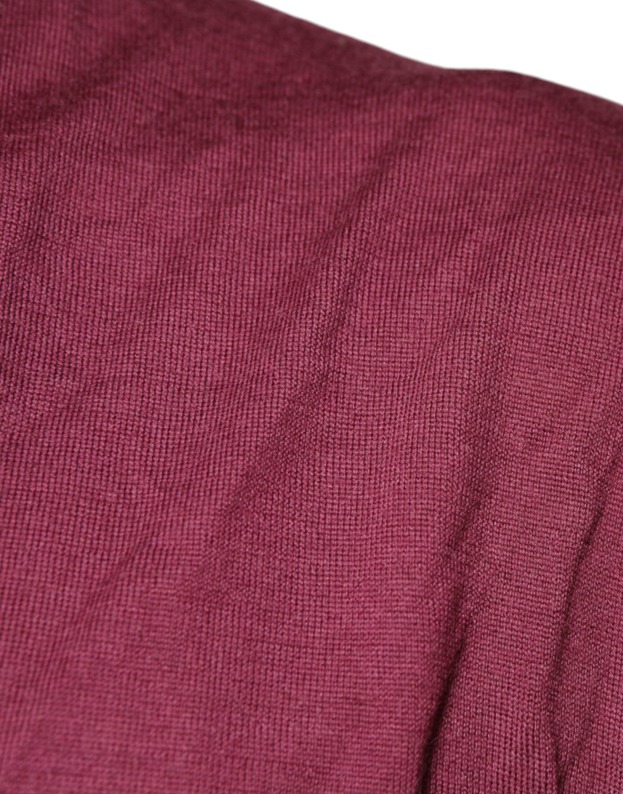 Dolce & Gabbana Maroon Cashmere V-neck Men Pullover Men's Sweater (Pre-Owned)