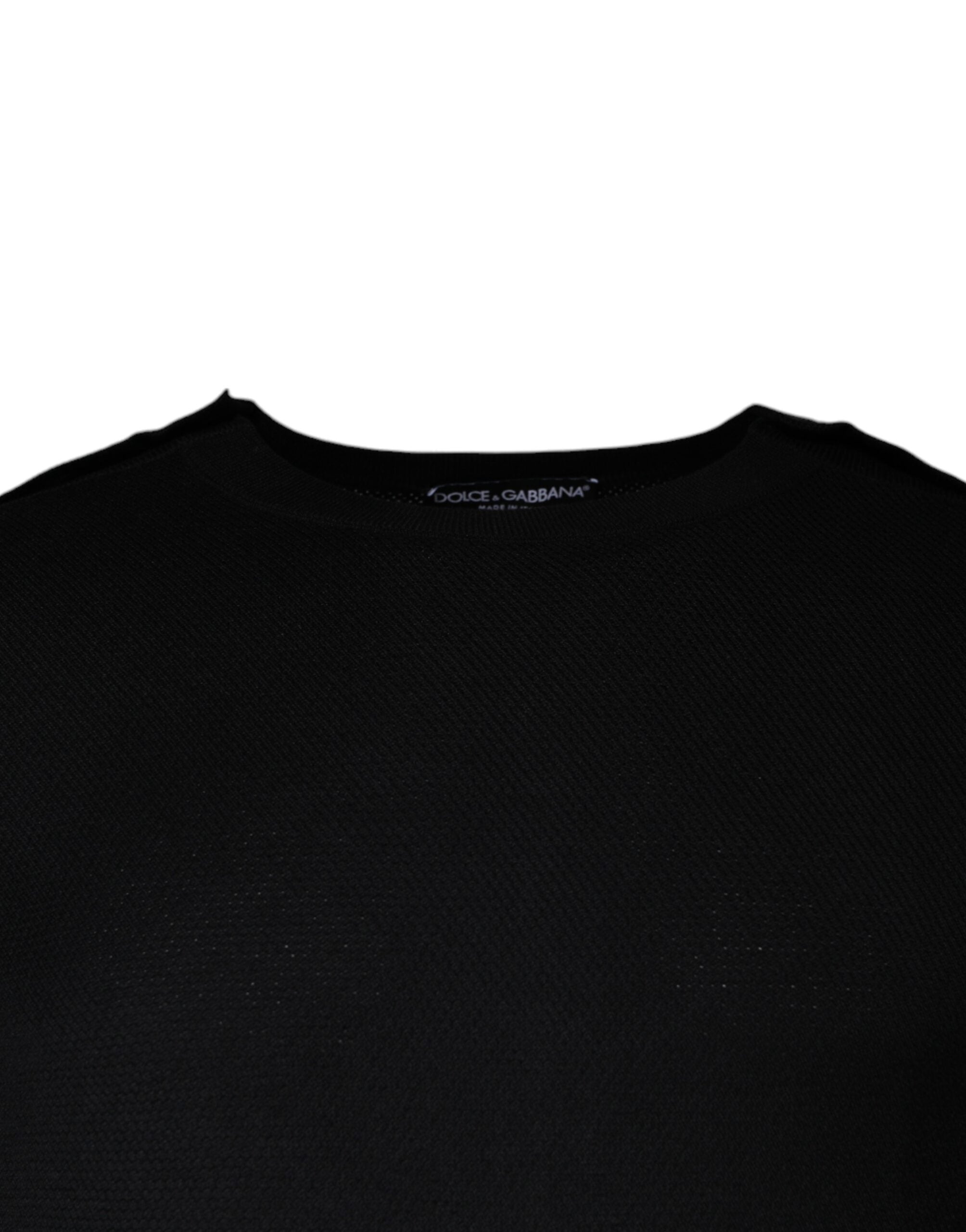 Dolce & Gabbana Black Long Sleeve Crew Neck Pullover Men's Sweater