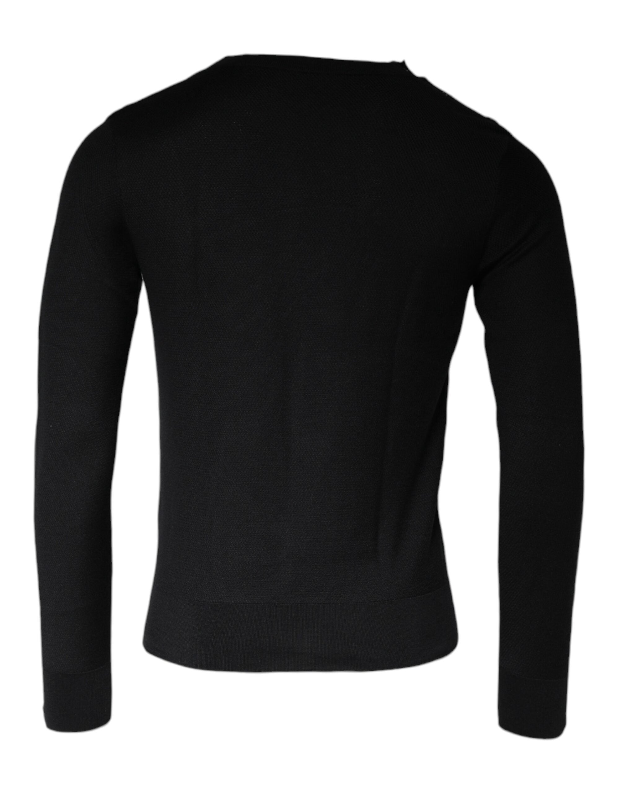Dolce & Gabbana Black Long Sleeve Crew Neck Pullover Men's Sweater