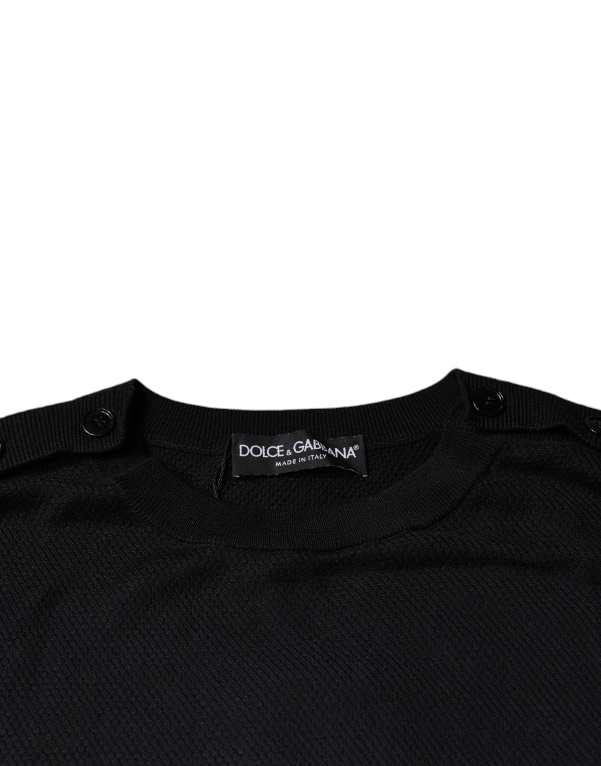 Dolce & Gabbana Black Long Sleeve Crew Neck Pullover Men's Sweater