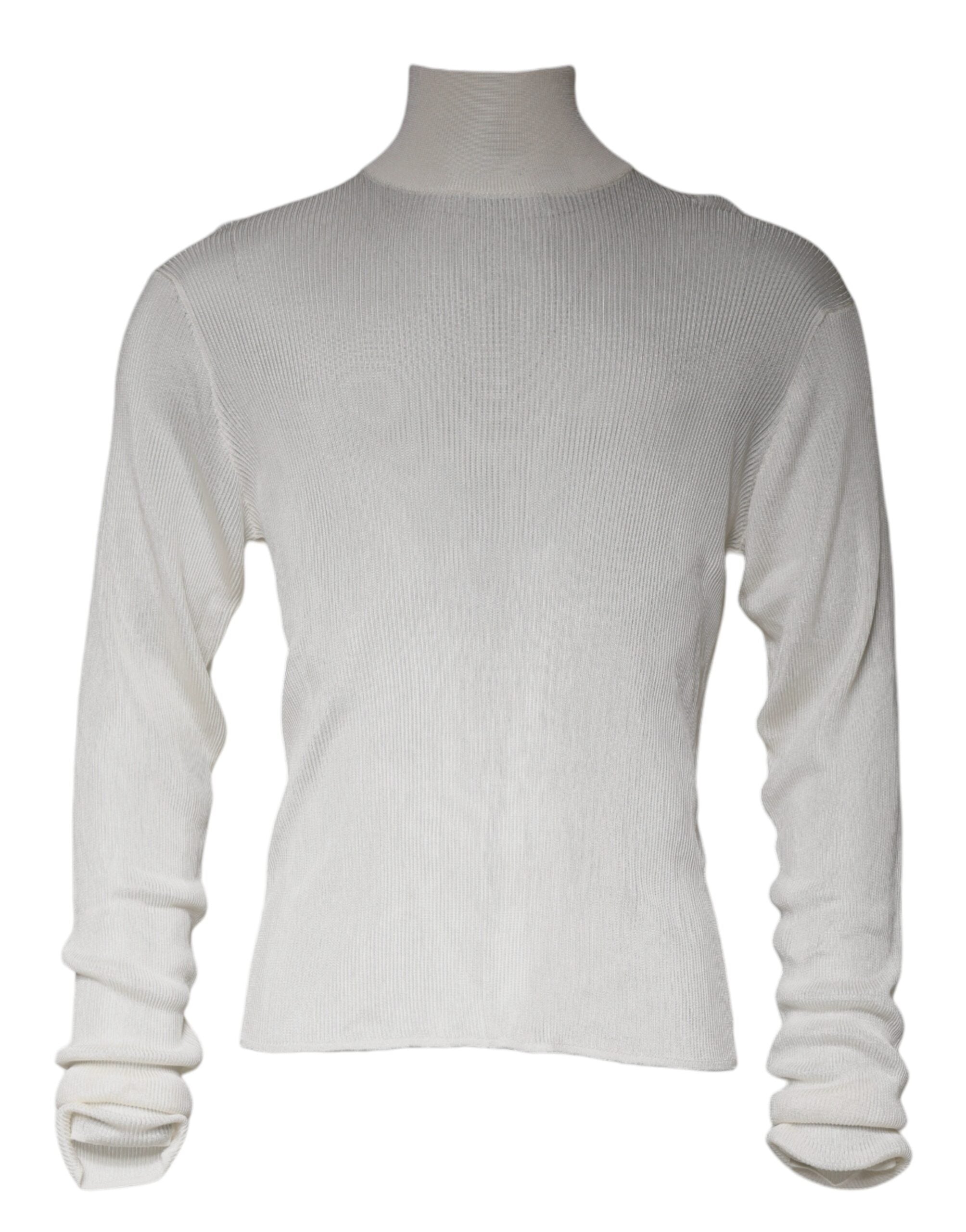 Dolce & Gabbana White Long Sleeve Turtleneck Men Pullover Men's Sweater (Pre-Owned)