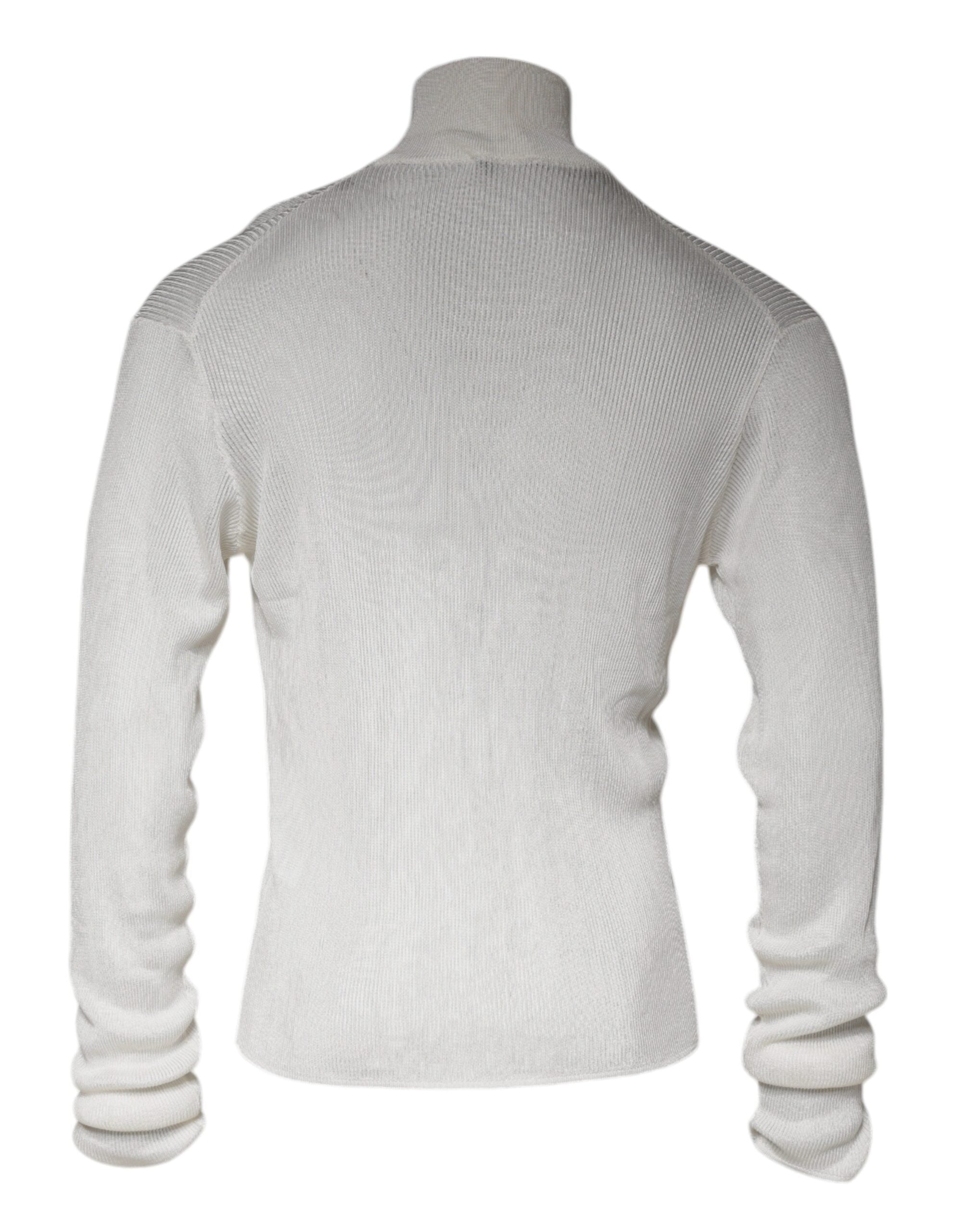Dolce & Gabbana White Long Sleeve Turtleneck Men Pullover Men's Sweater (Pre-Owned)