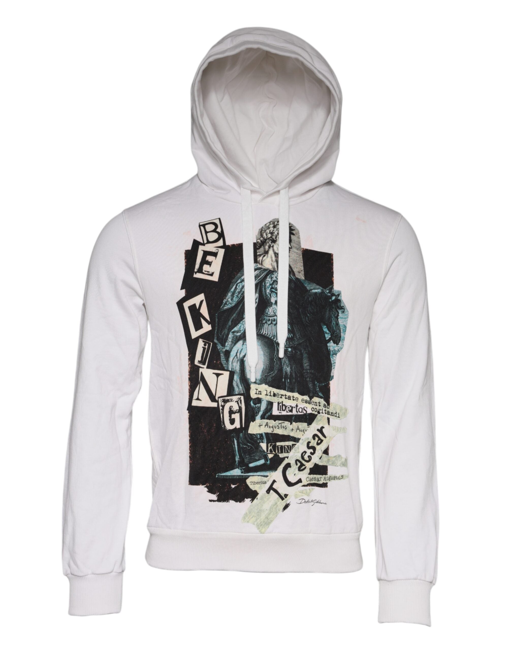 Dolce & Gabbana White Caesar Cotton Hooded Pullover Men's Sweater (Pre-Owned)