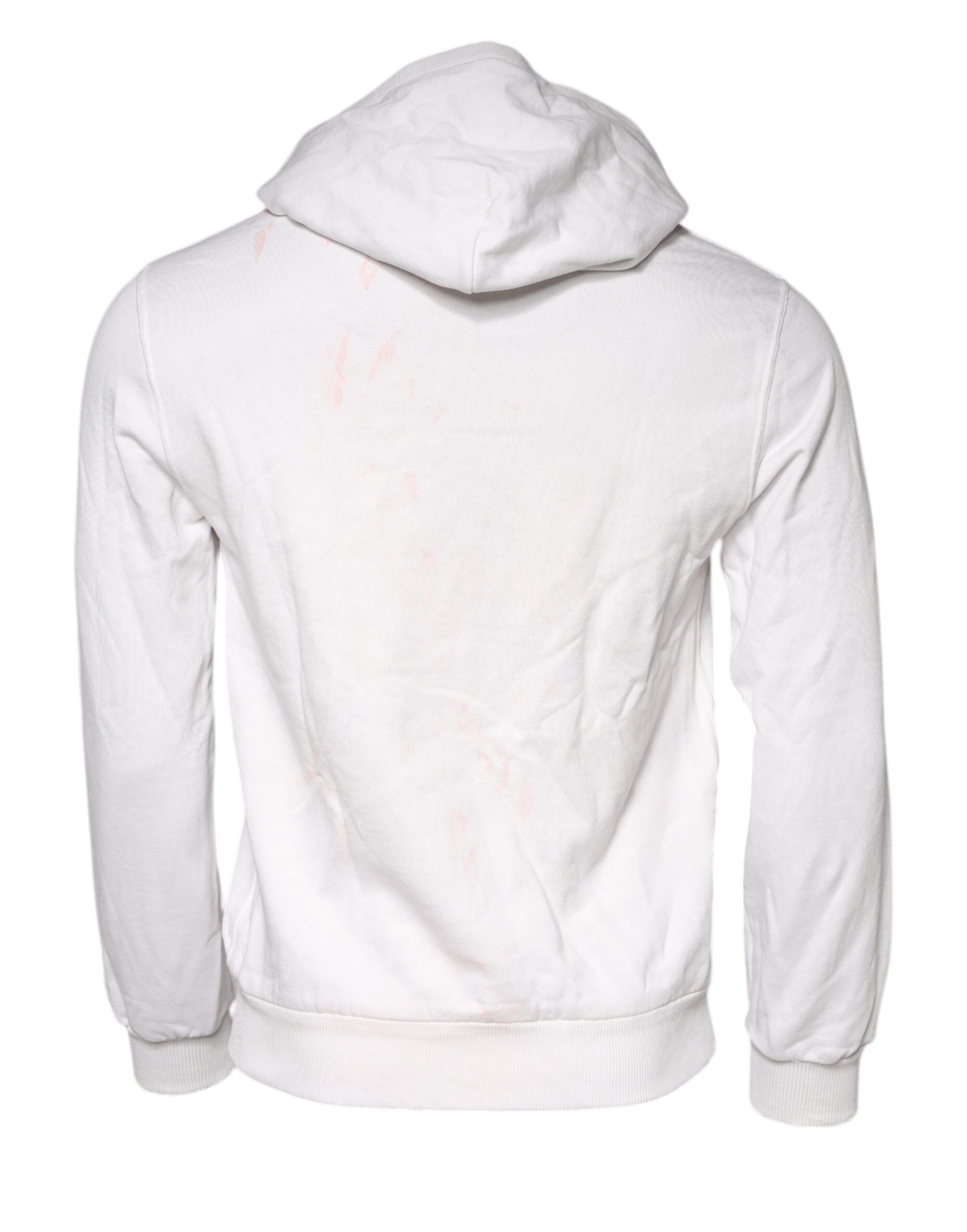 Dolce & Gabbana White Caesar Cotton Hooded Pullover Men's Sweater (Pre-Owned)