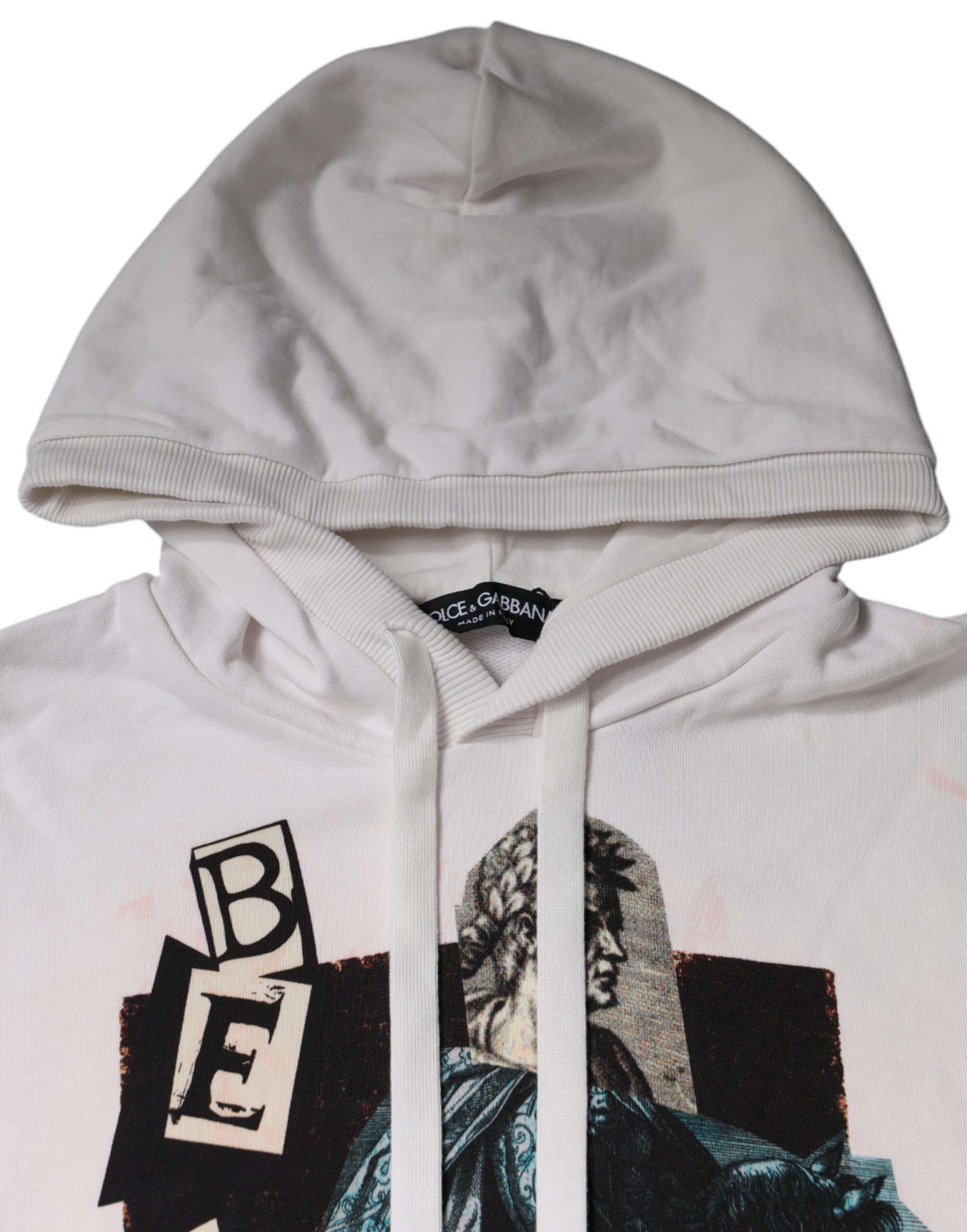 Dolce & Gabbana White Caesar Cotton Hooded Pullover Men's Sweater (Pre-Owned)