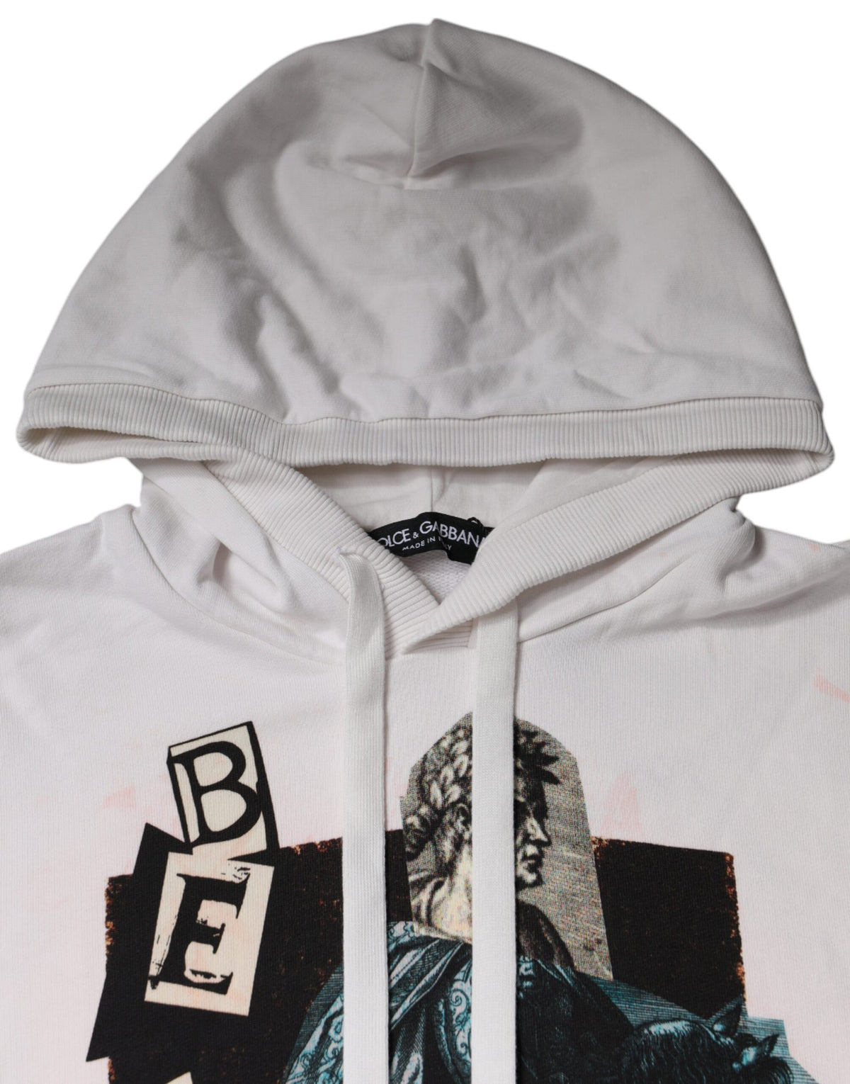 Dolce & Gabbana White Caesar Cotton Hooded Pullover Men's Sweater (Pre-Owned)