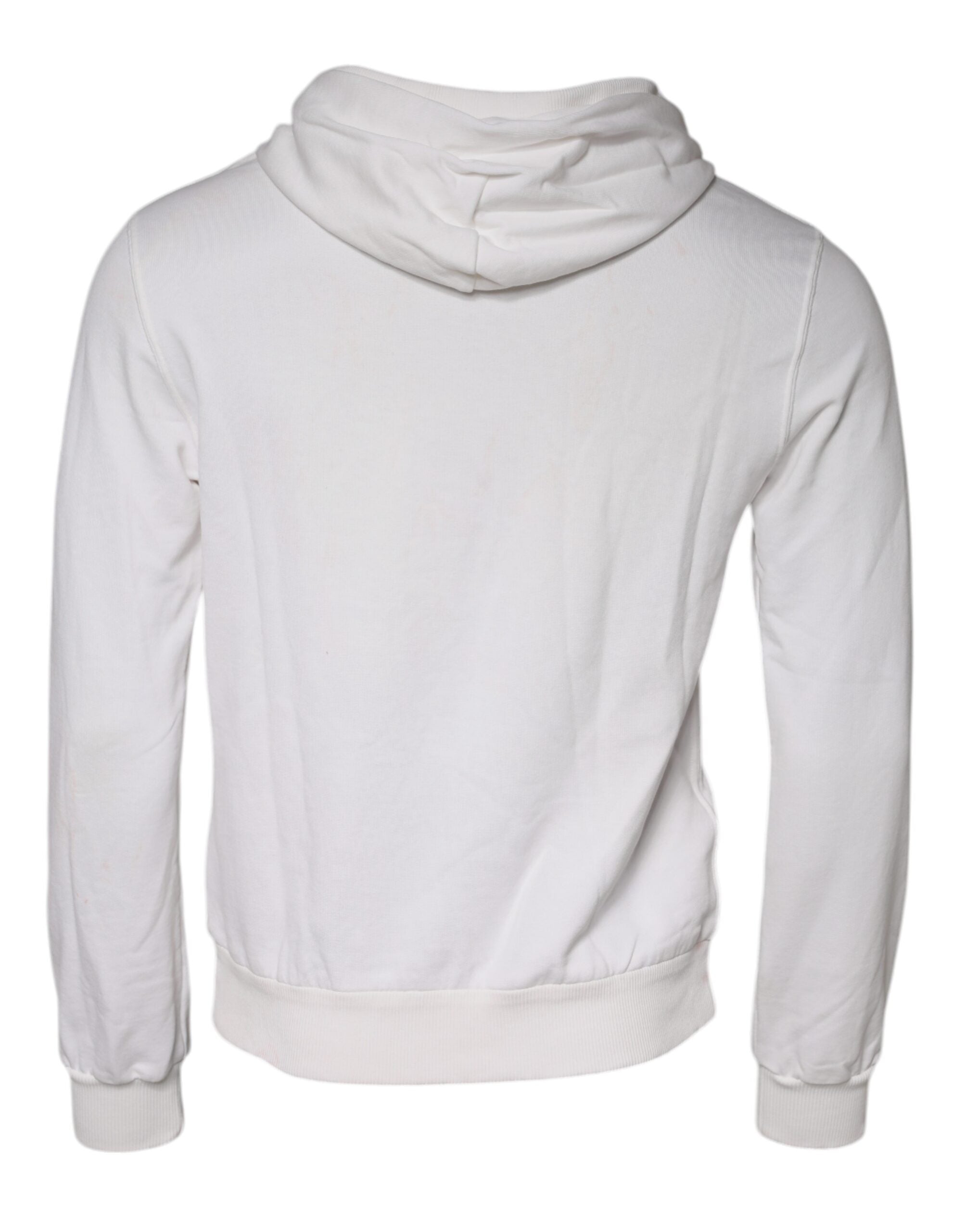 Dolce & Gabbana White Caesar Cotton Hooded Pullover Men's Sweater (Pre-Owned)
