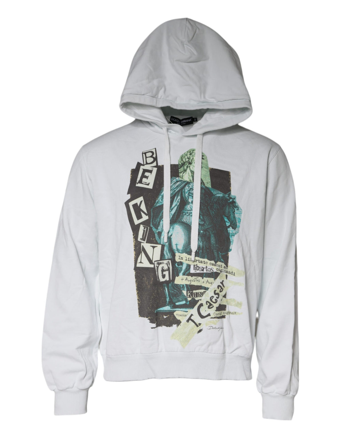 Dolce & Gabbana White Caesar Cotton Hooded Pullover Men's Sweater (Pre-Owned)