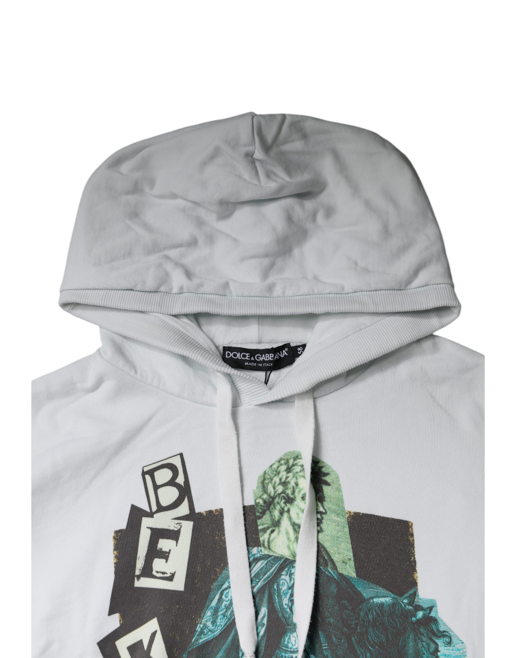 Dolce & Gabbana White Caesar Cotton Hooded Pullover Men's Sweater (Pre-Owned)