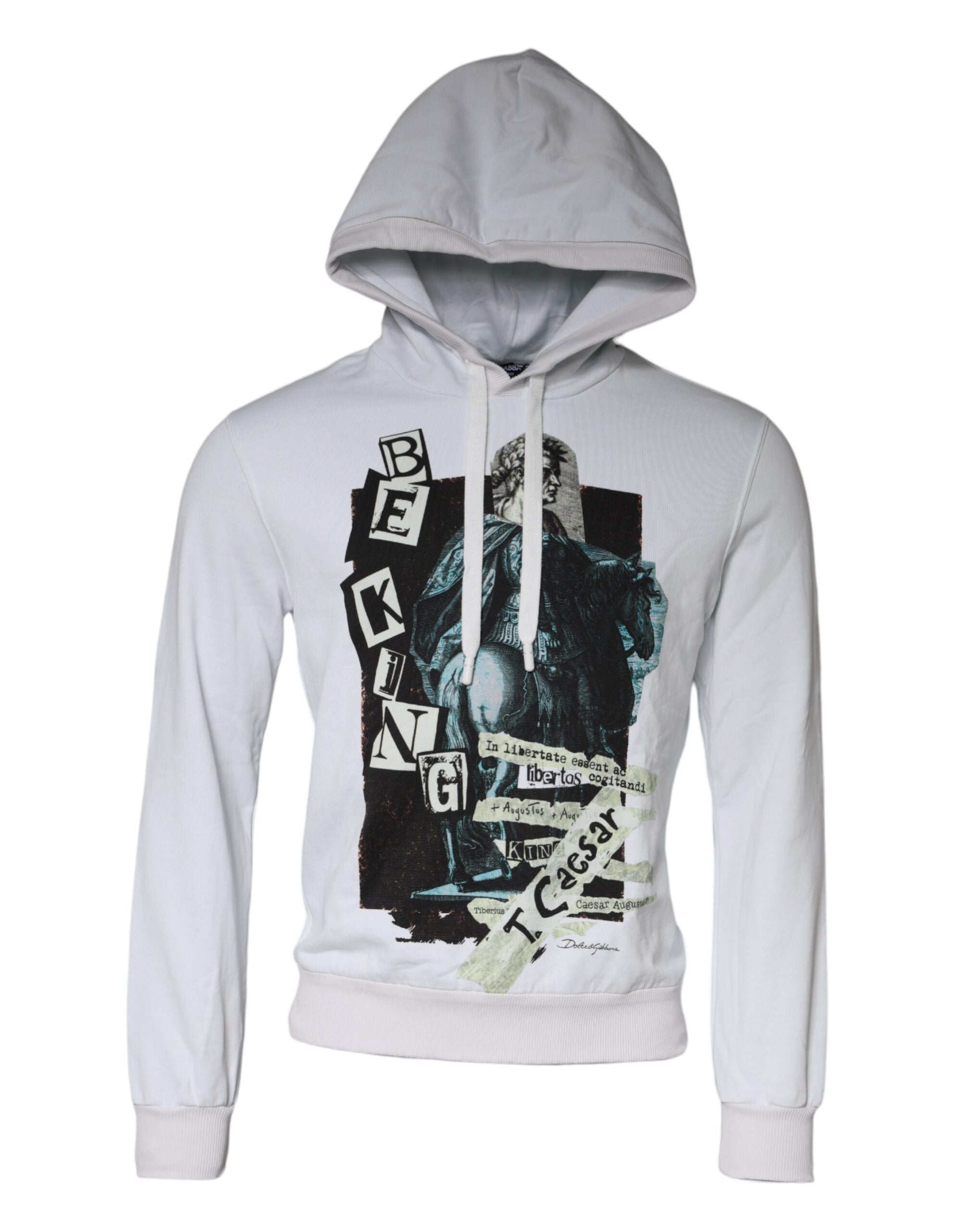 Dolce & Gabbana White Caesar Cotton Hooded Pullover Men's Sweater (Pre-Owned)