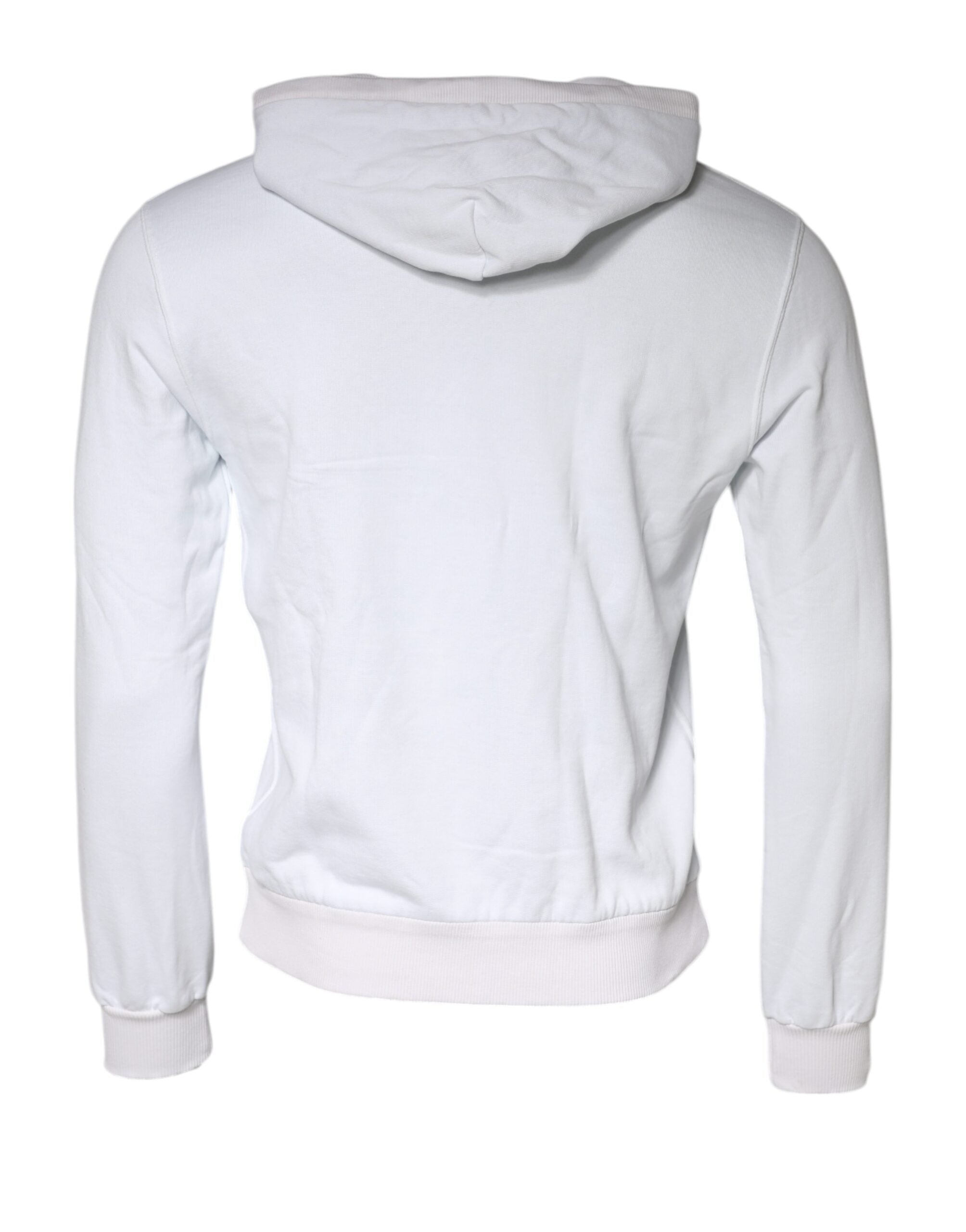 Dolce & Gabbana White Caesar Cotton Hooded Pullover Men's Sweater (Pre-Owned)