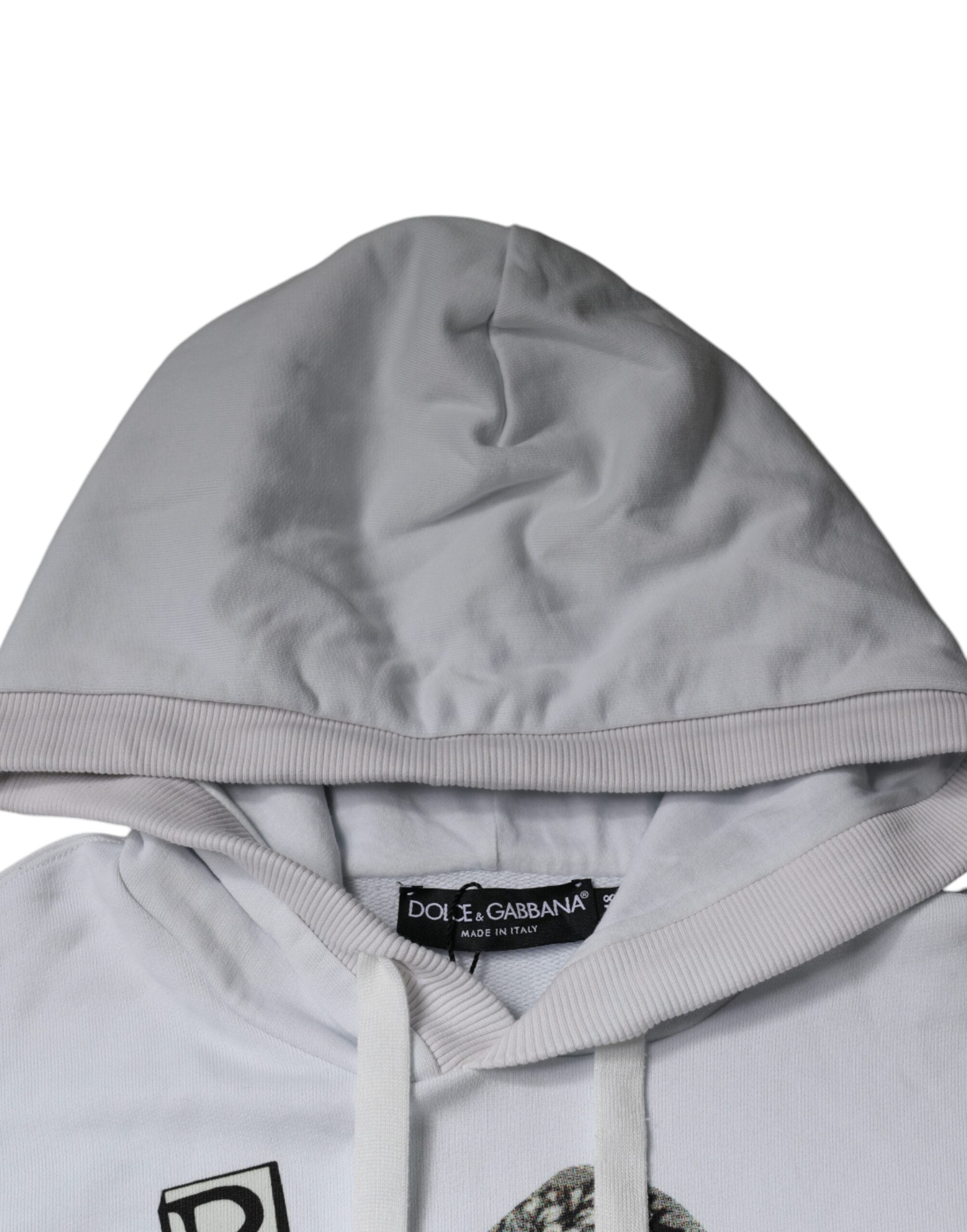 Dolce & Gabbana White Caesar Cotton Hooded Pullover Men's Sweater (Pre-Owned)