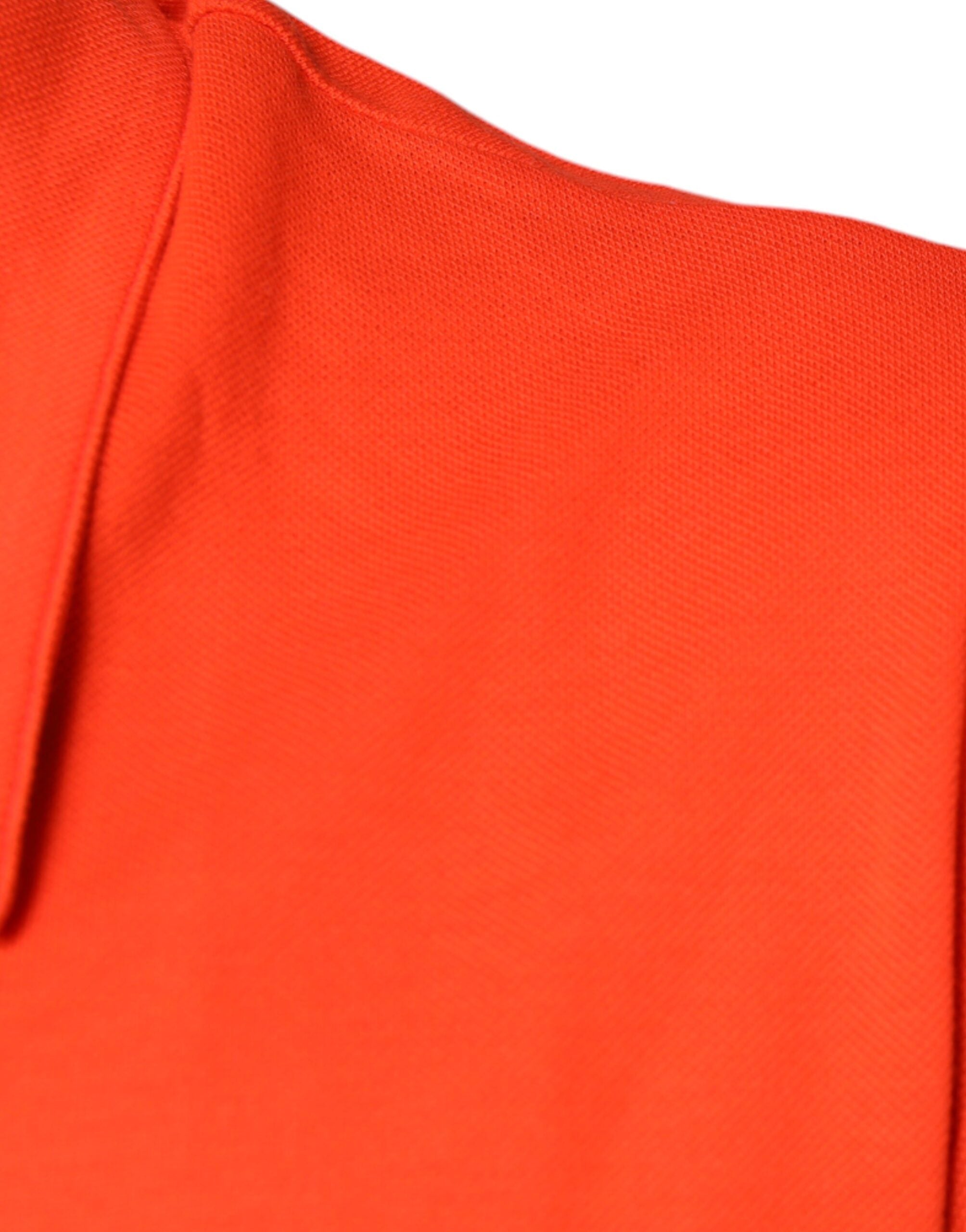 Dolce & Gabbana Orange Cotton Button Down Casual Polo Men's Shirt