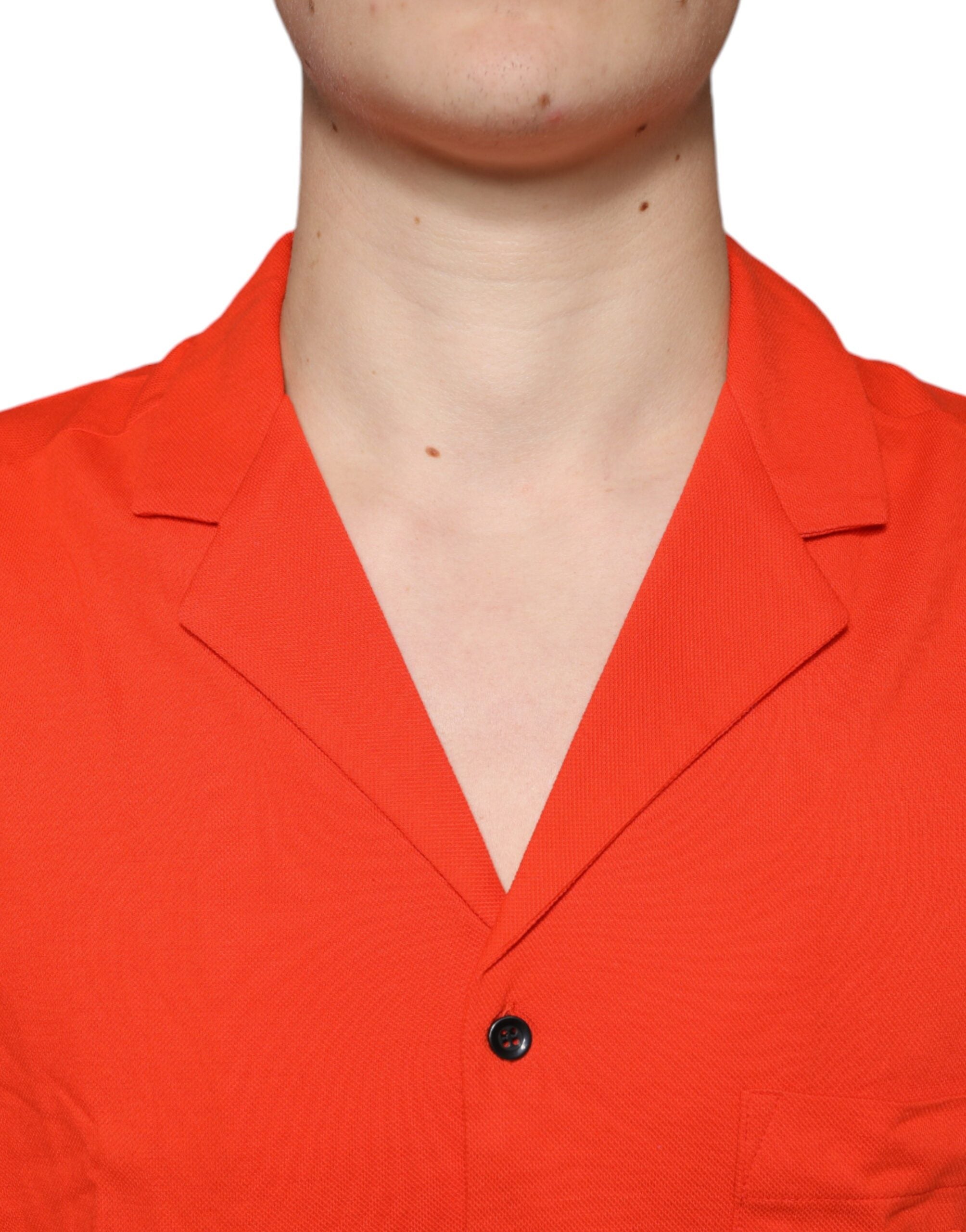 Dolce & Gabbana Orange Cotton Button Down Casual Polo Men's Shirt