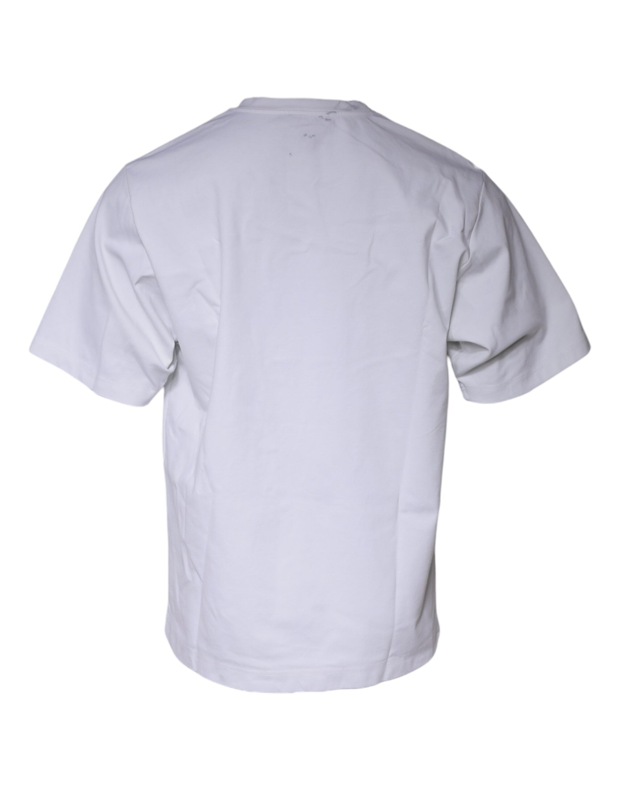 Dolce & Gabbana White Graphic Print Cotton Crew Neck Men's T-shirt (Pre-Owned)