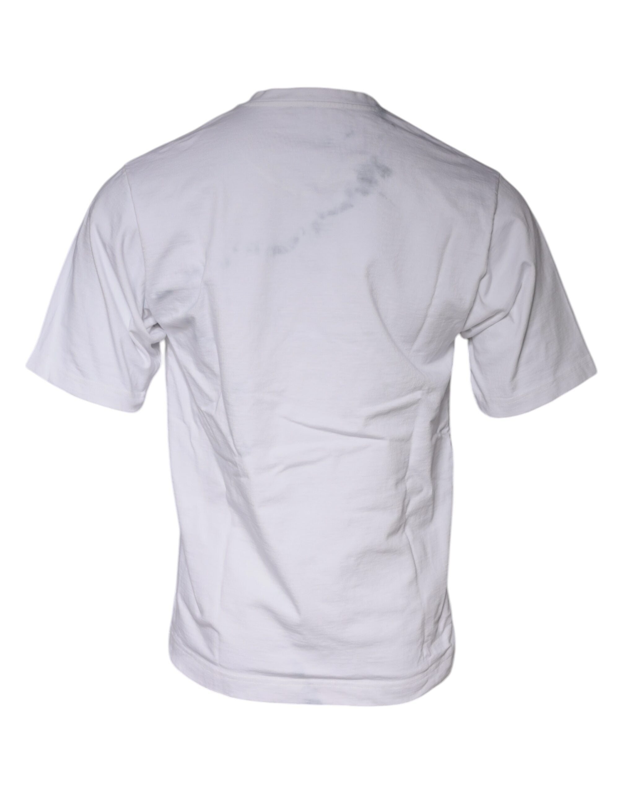 Dolce & Gabbana White Logo Print Cotton Crew Neck Men's T-shirt (Pre-Owned)