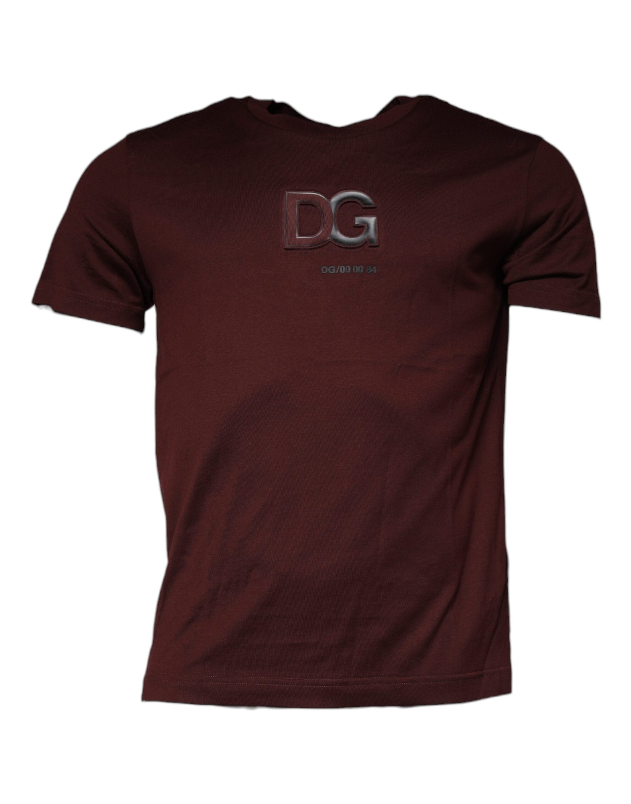 Dolce & Gabbana Maroon DG Logo Cotton Crew Neck Men's T-shirt (Pre-Owned)