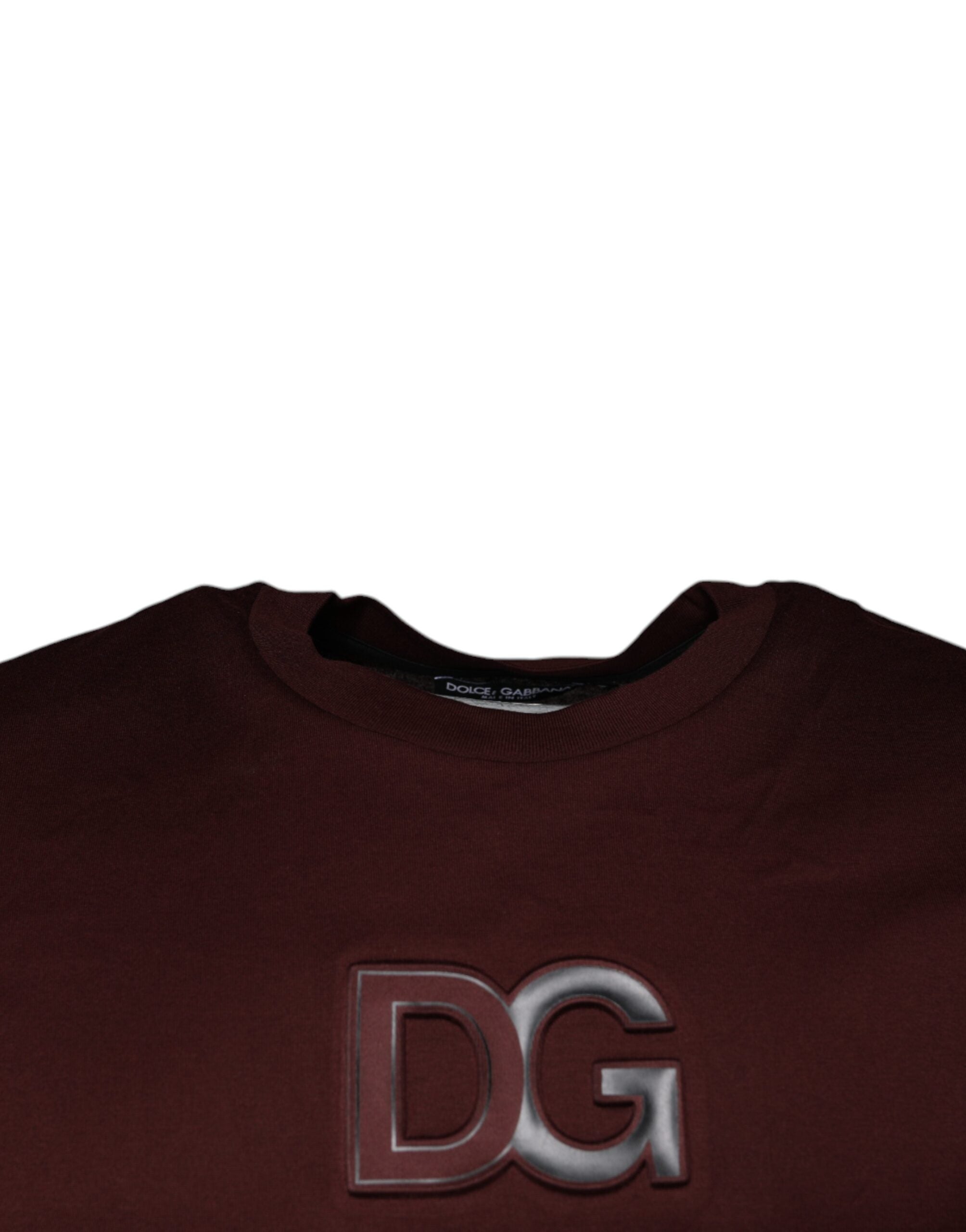 Dolce & Gabbana Maroon DG Logo Cotton Crew Neck Men's T-shirt (Pre-Owned)
