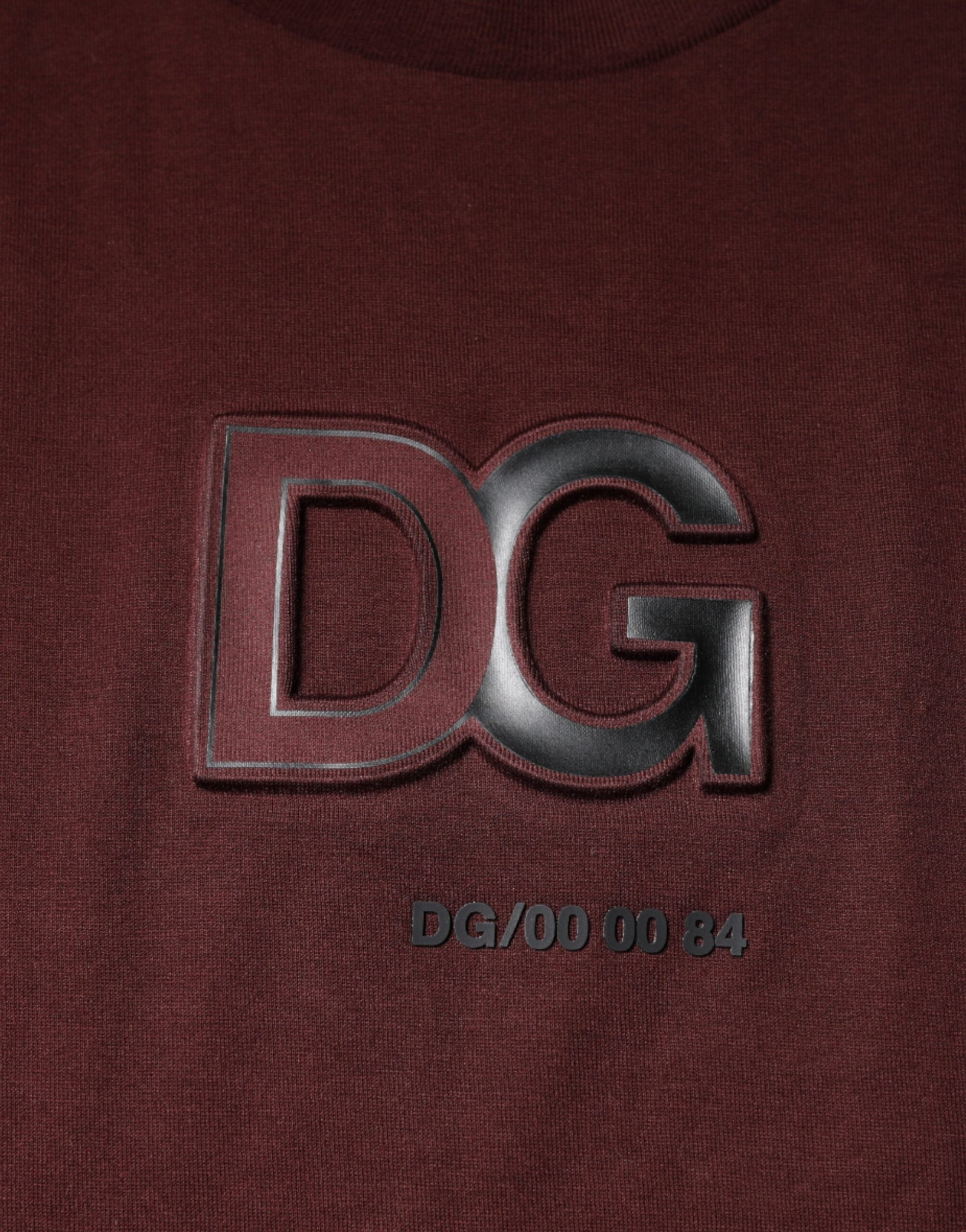 Dolce & Gabbana Maroon DG Logo Cotton Crew Neck Men's T-shirt (Pre-Owned)