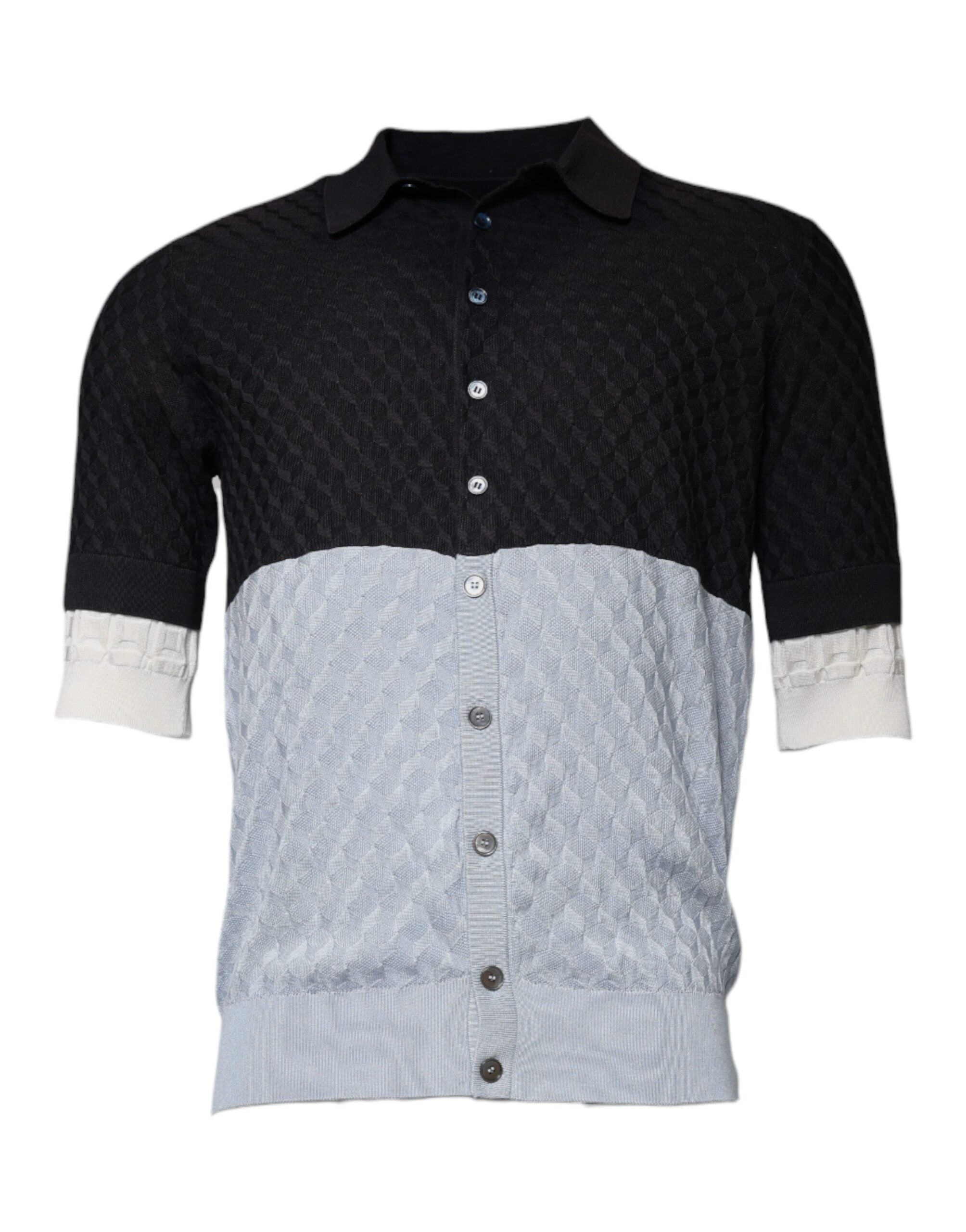 Dolce & Gabbana Multicolor Silk Button Down Collared Men's T-shirt (Pre-Owned)