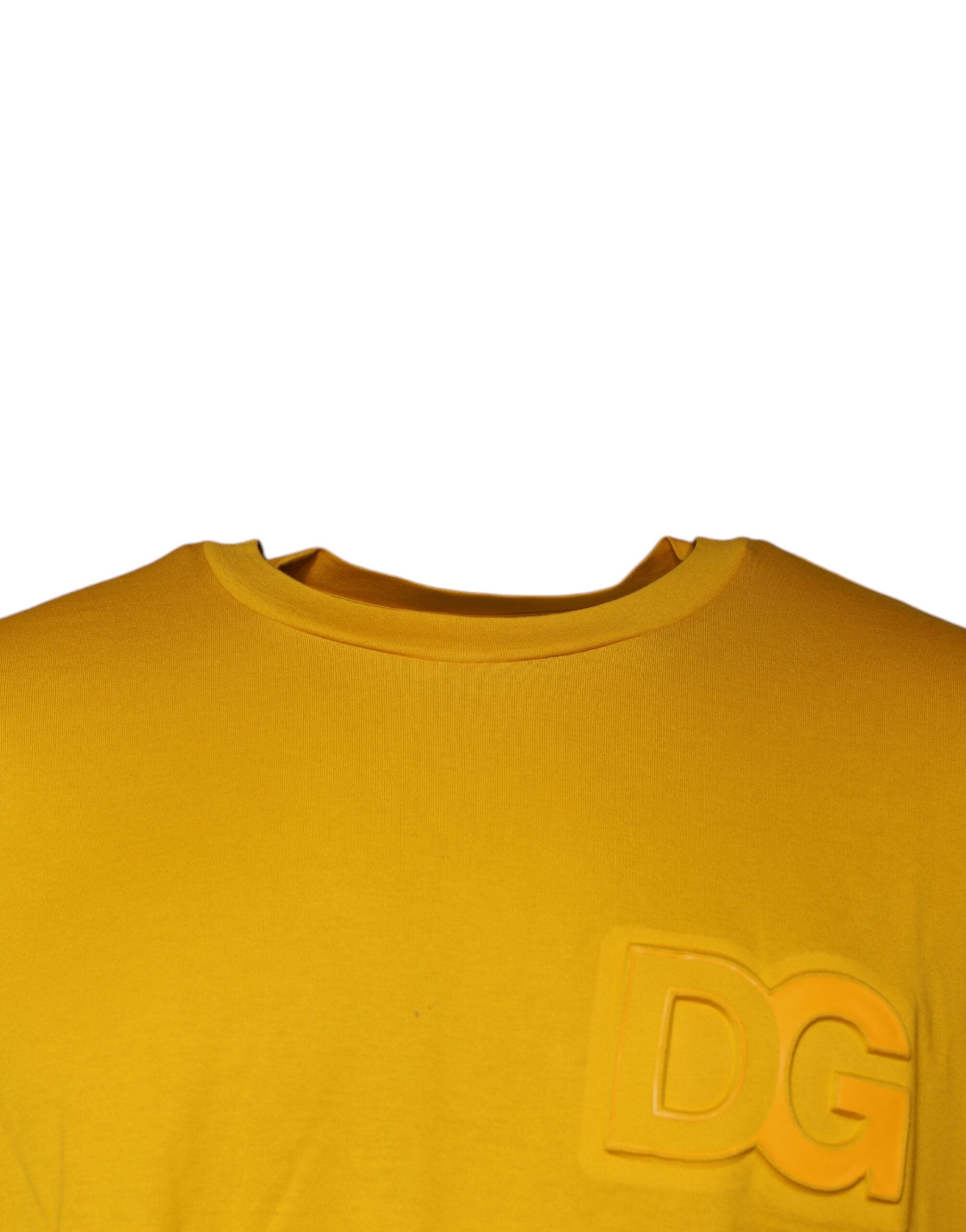 Dolce & Gabbana Mustard Embossed Logo Crew Neck Men's T-shirt (Pre-Owned)