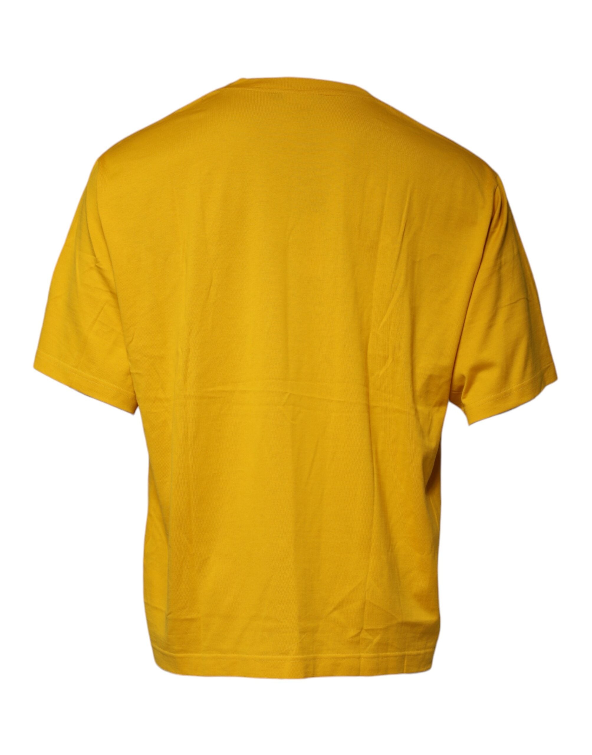 Dolce & Gabbana Mustard Embossed Logo Crew Neck Men's T-shirt (Pre-Owned)
