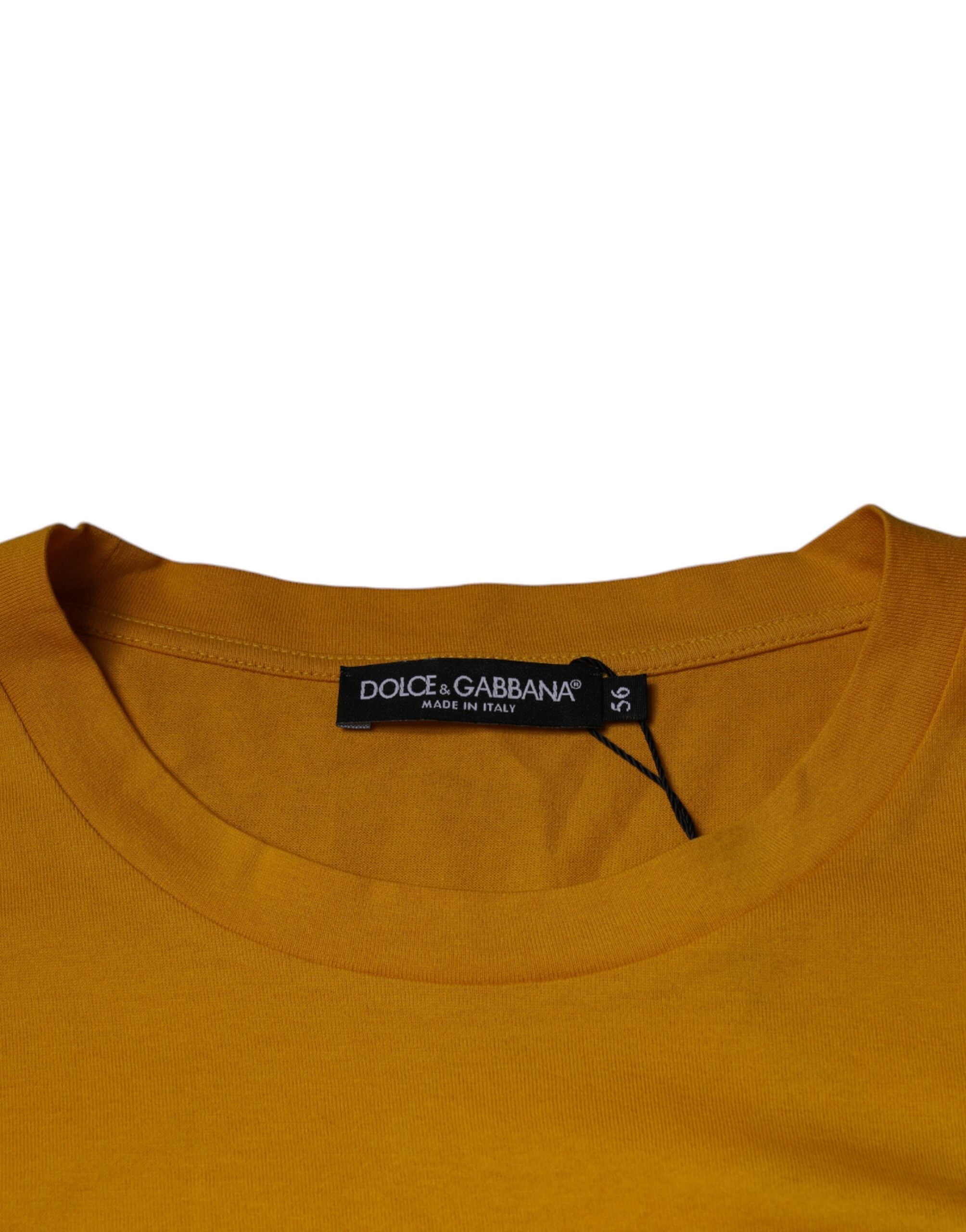 Dolce & Gabbana Mustard Embossed Logo Crew Neck Men's T-shirt (Pre-Owned)