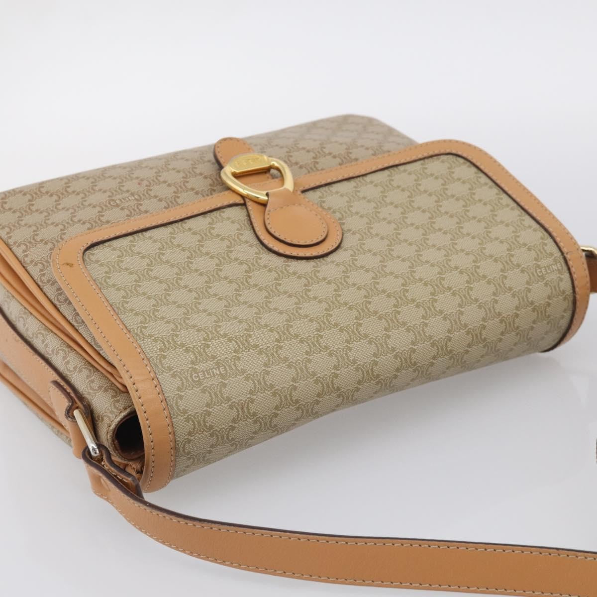 Celine Macadam Shoulder Canvas Beige Canvas Crossbody Bag Bag (Pre-Owned)