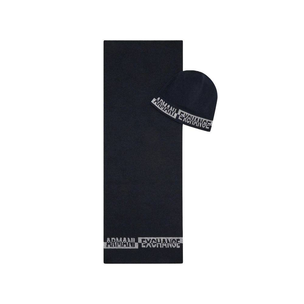 Armani Exchange Blue Wool Men's Scarf