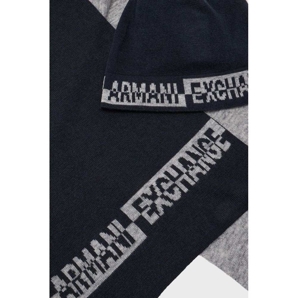 Armani Exchange Blue Wool Men's Scarf