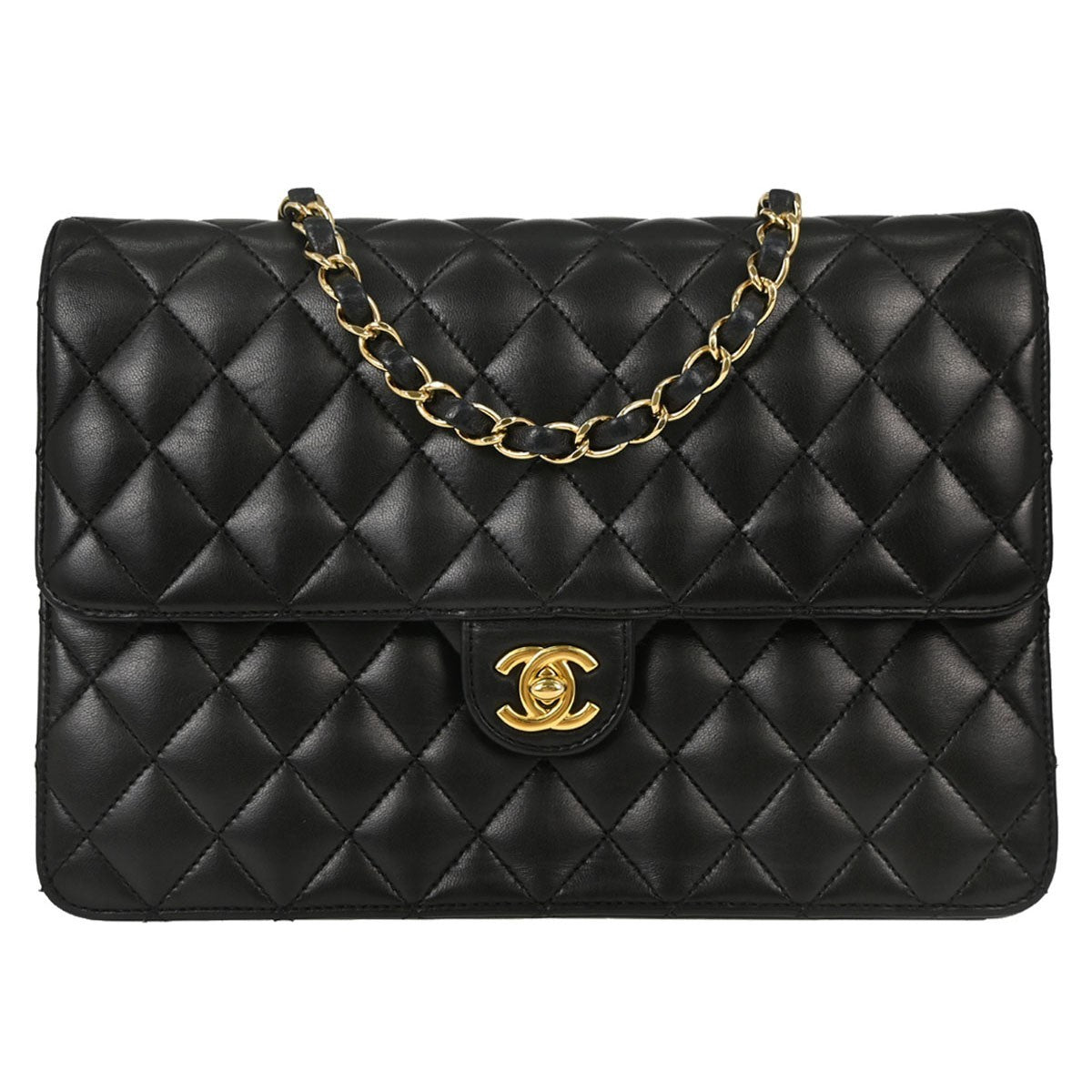 Chanel Turnlock Flap Grosgrain Black Leather Shoulder Bag Bag (Pre-Owned)