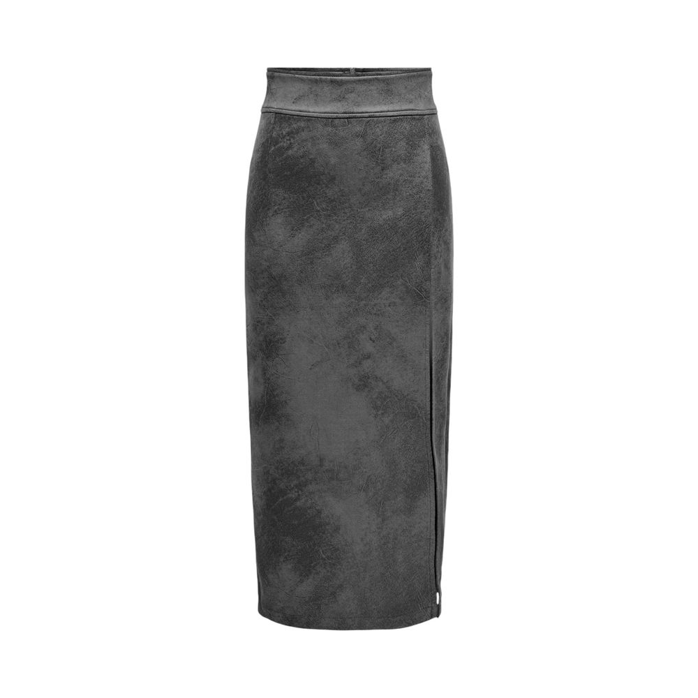 Only Gray Artificial Leather Women's Skirt