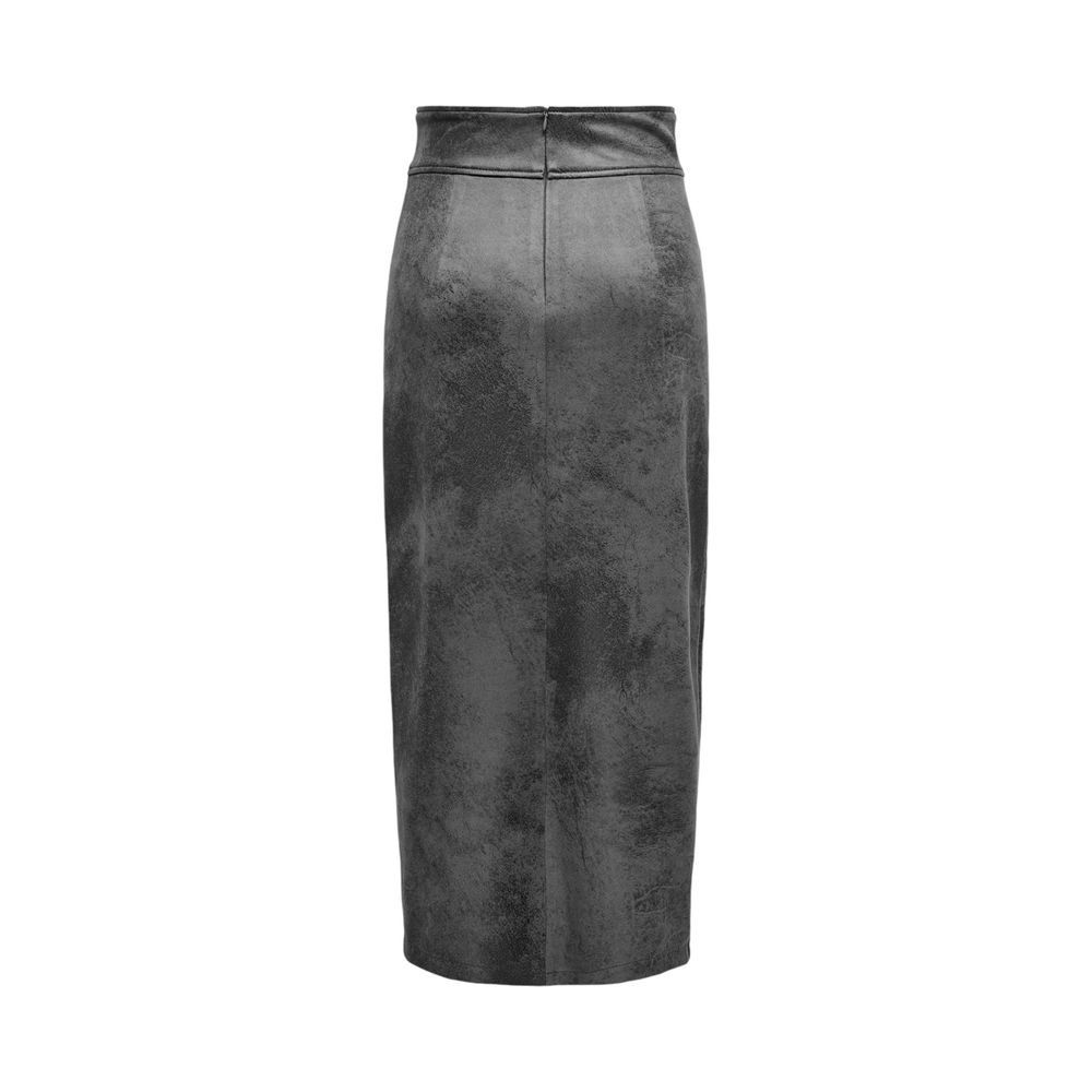 Only Gray Artificial Leather Women's Skirt